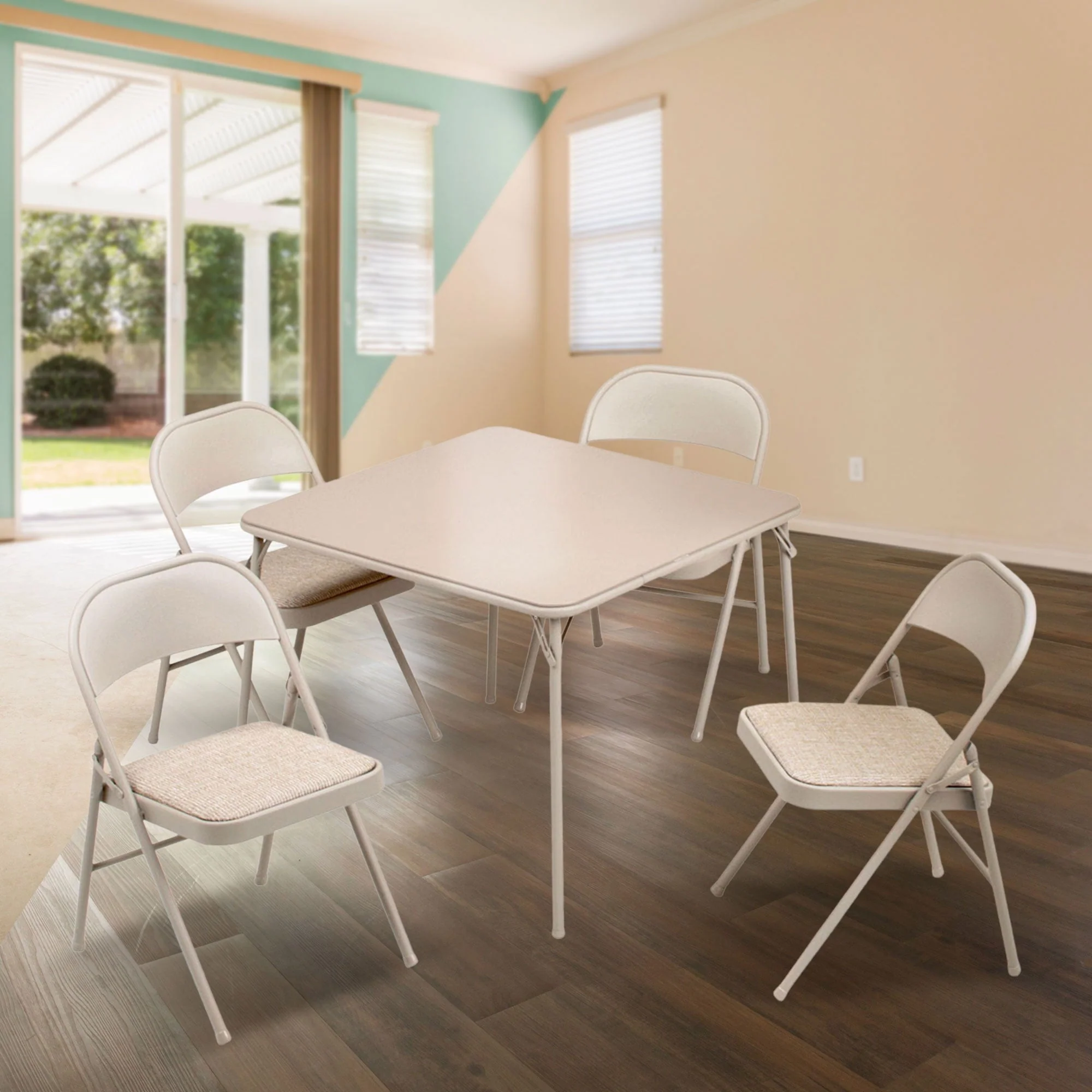 MECO Sudden Comfort 5 Piece 34x34 Card Table and 4 Chairs Folding Furniture Set