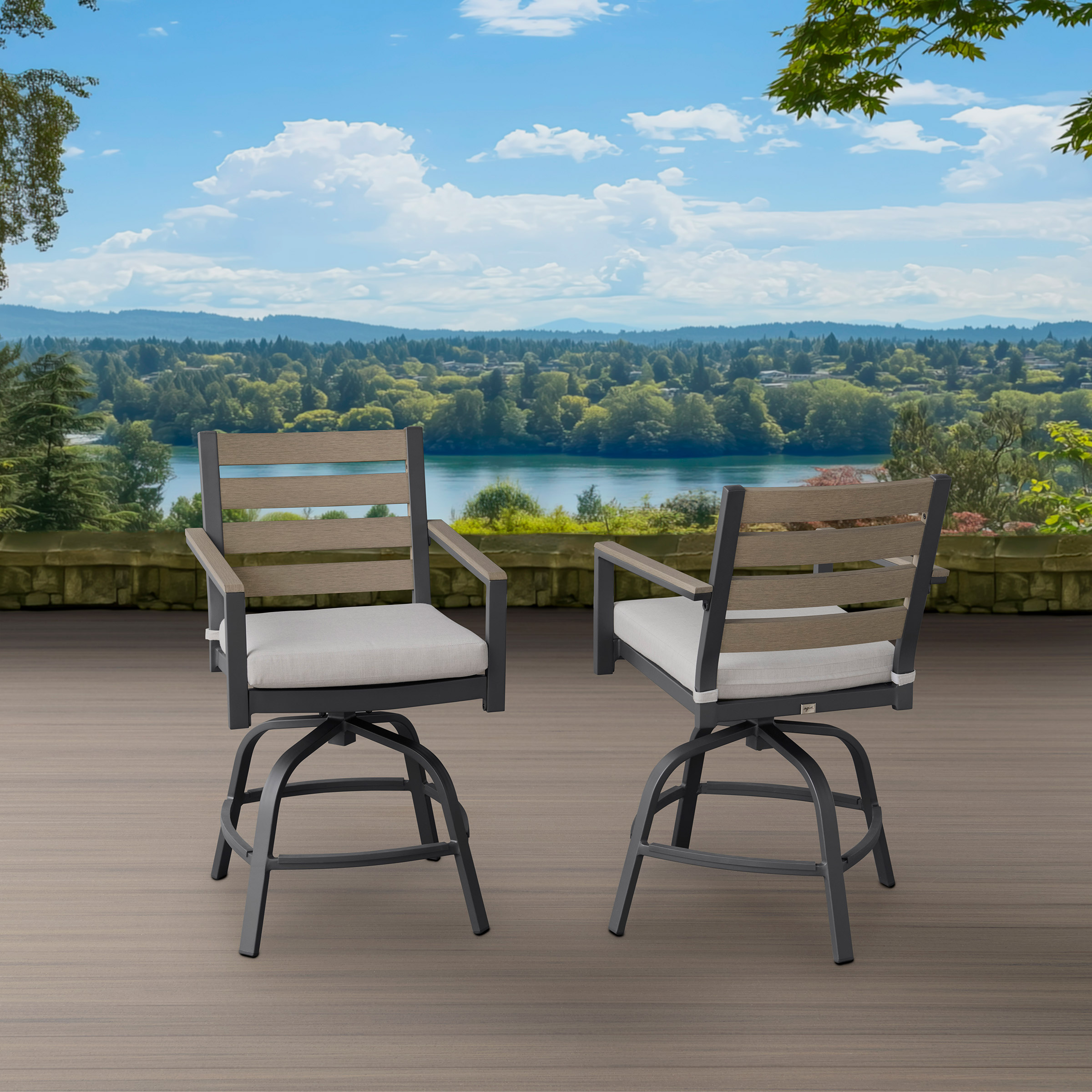 Agio Nicolet 2-piece Outdoor Patio High Dining Swivel Chairs