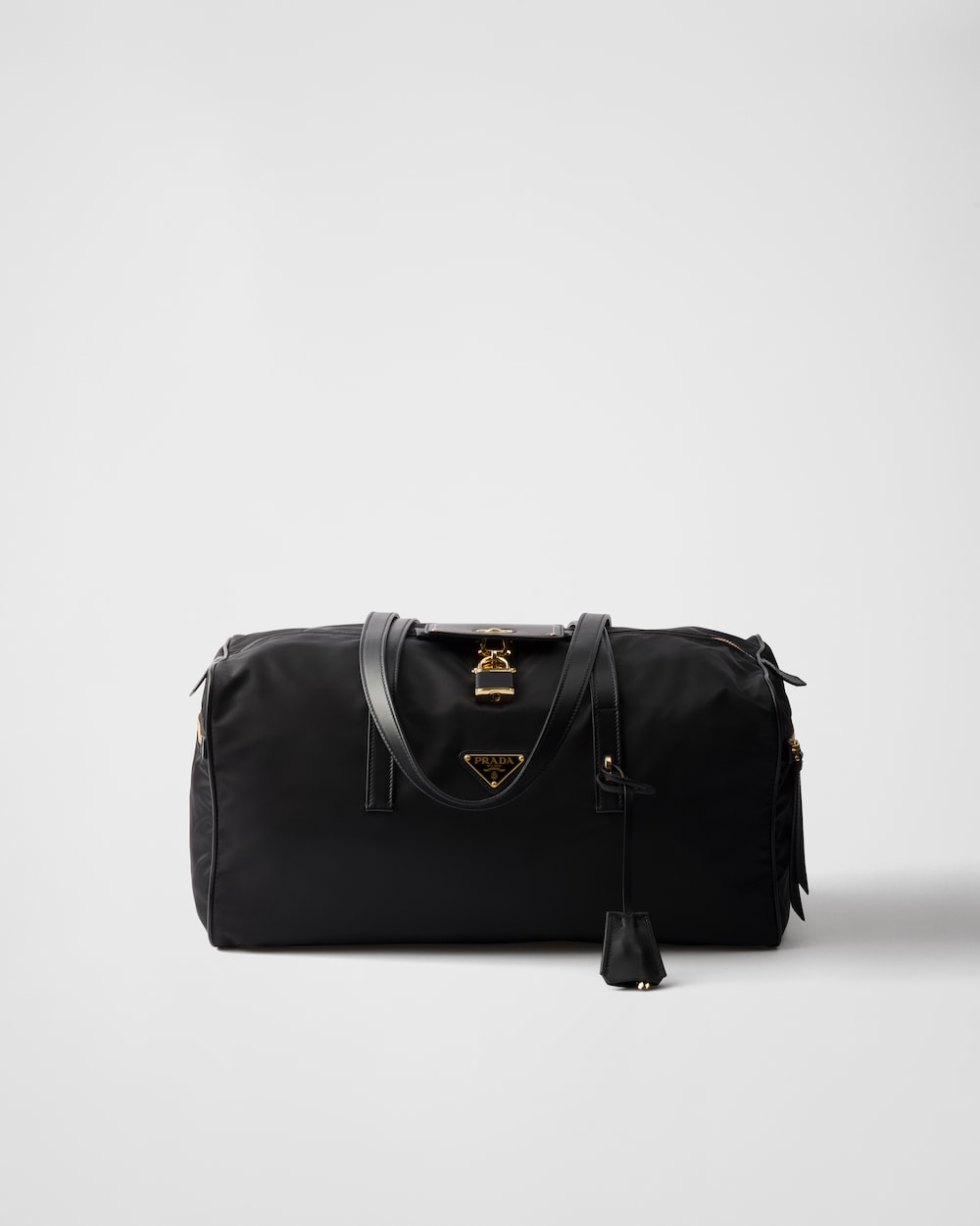 Large Re-Nylon Top-Handle Bag With Padlock
