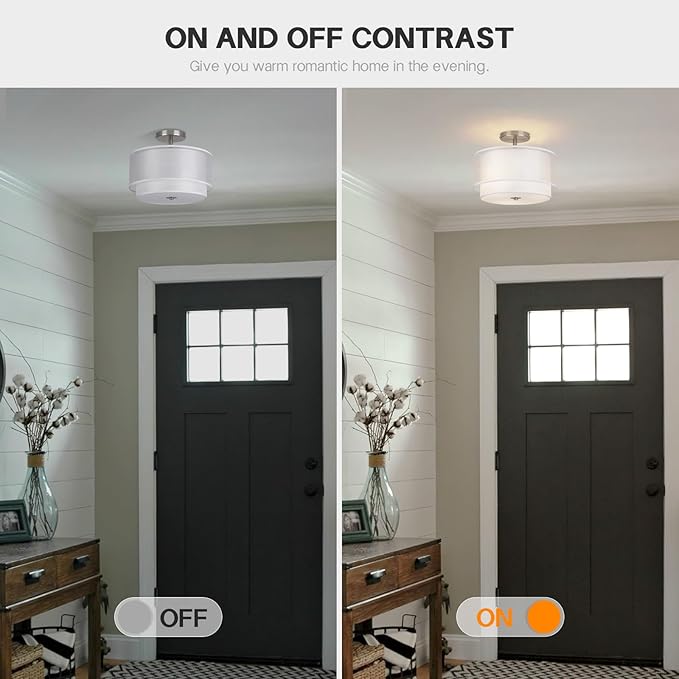MELLOWWLITE Semi Flush Mount Ceiling Light Fixture,Bedroom Ceiling Lights