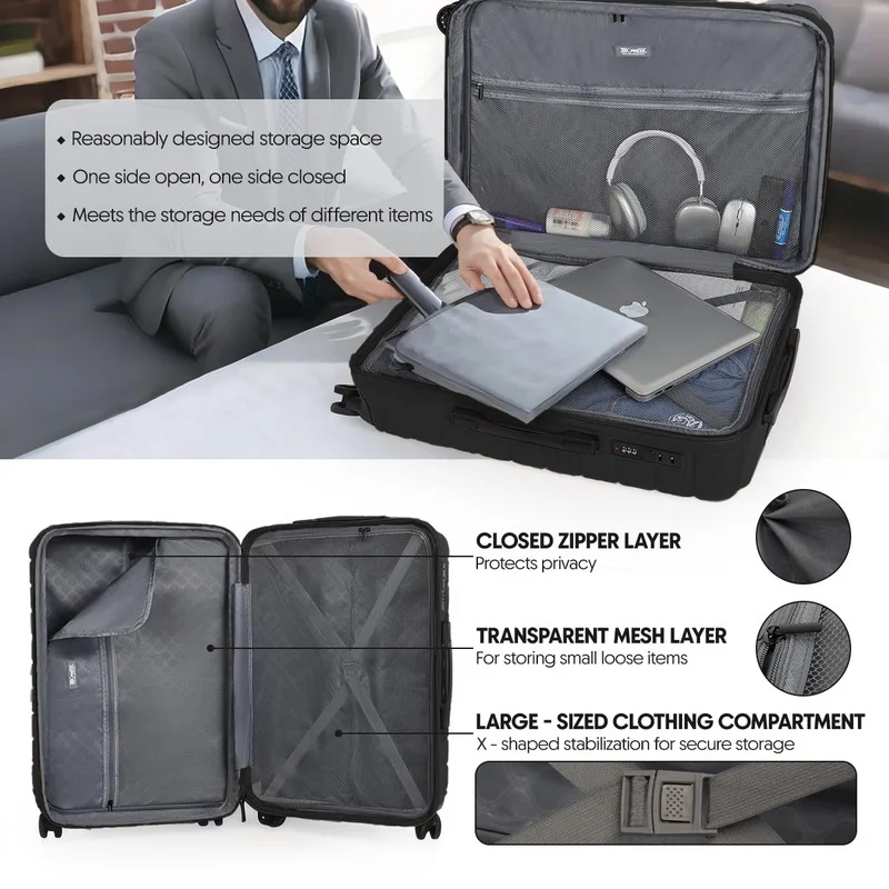 3 Piece Hardshell Luggage Set Expandable Hardside Suitcase with Spinner Wheels and TSA Lock, Lightweight Carry on and Checked Luggage 20