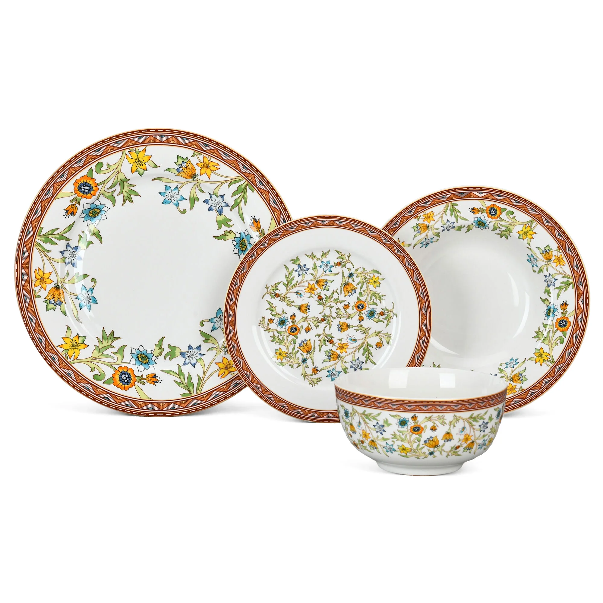 STPgoods Fleurs des Prairies Bone China Dinnerware Set of 16 Service for 4 in Gift Box