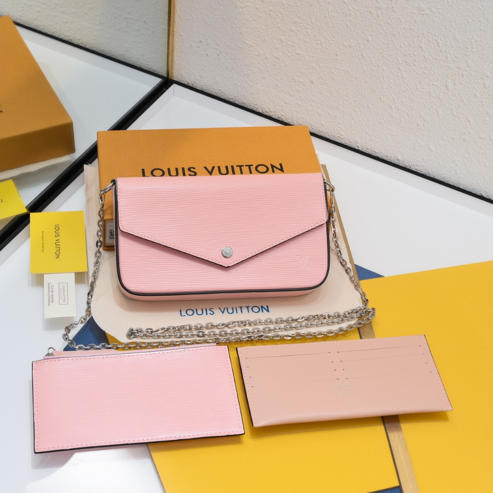 Louis Vuitton Félicie Pochette Epi Rose Ballerine 8.3 Inches M82477