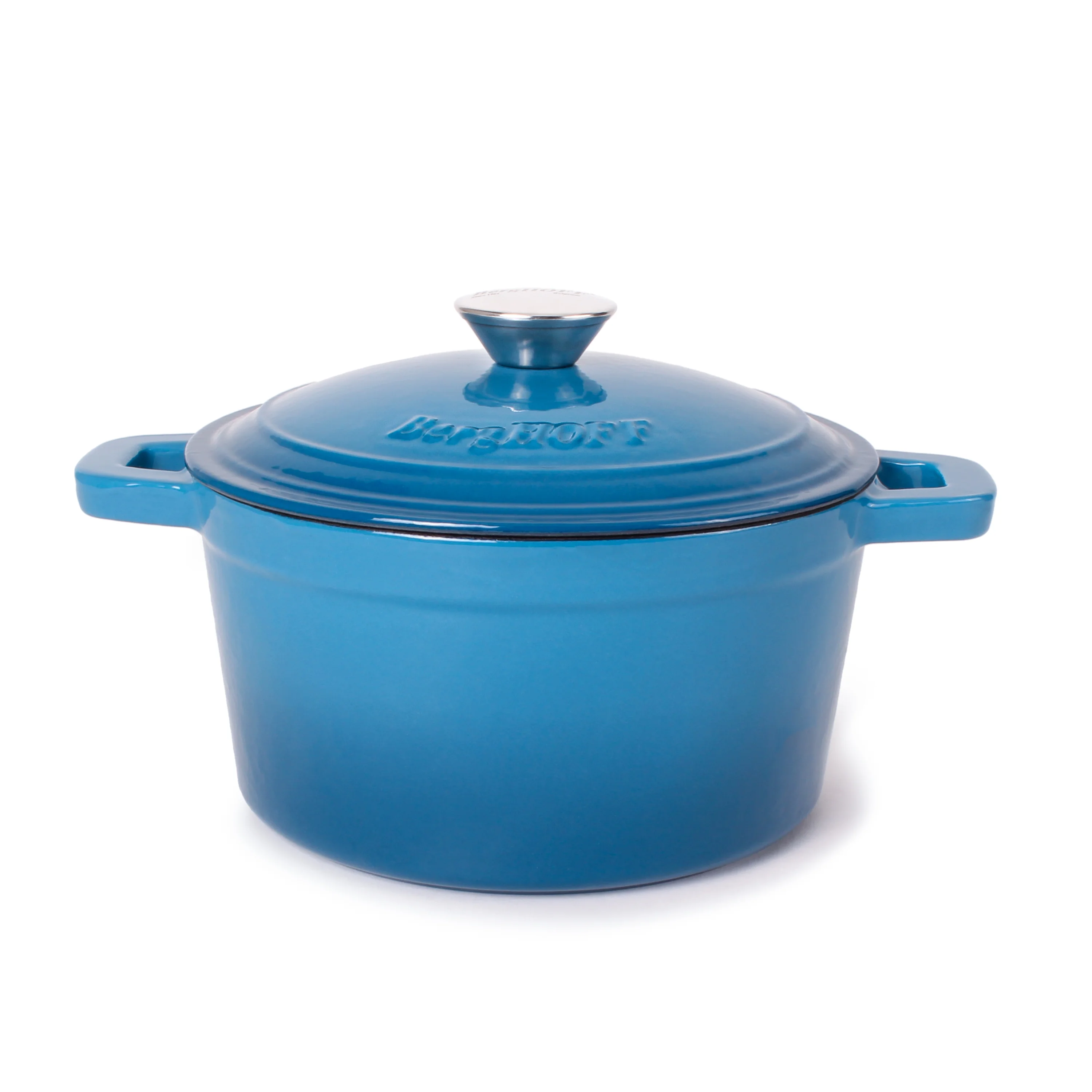 BergHOFF Neo 4Pc Cast Iron Set: 3qt. Covered Dutch Oven & 7qt. Covered Stockpot, Blue