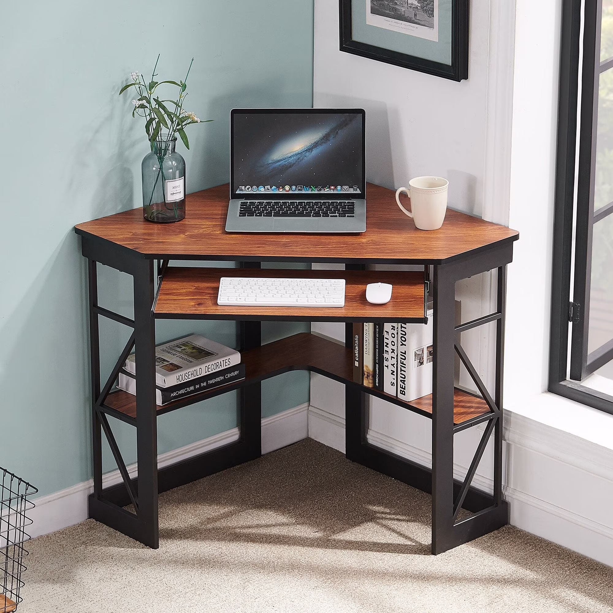 Brown Triangle Corner Desk, Office/Computer/Writing Desk for Student Apartments