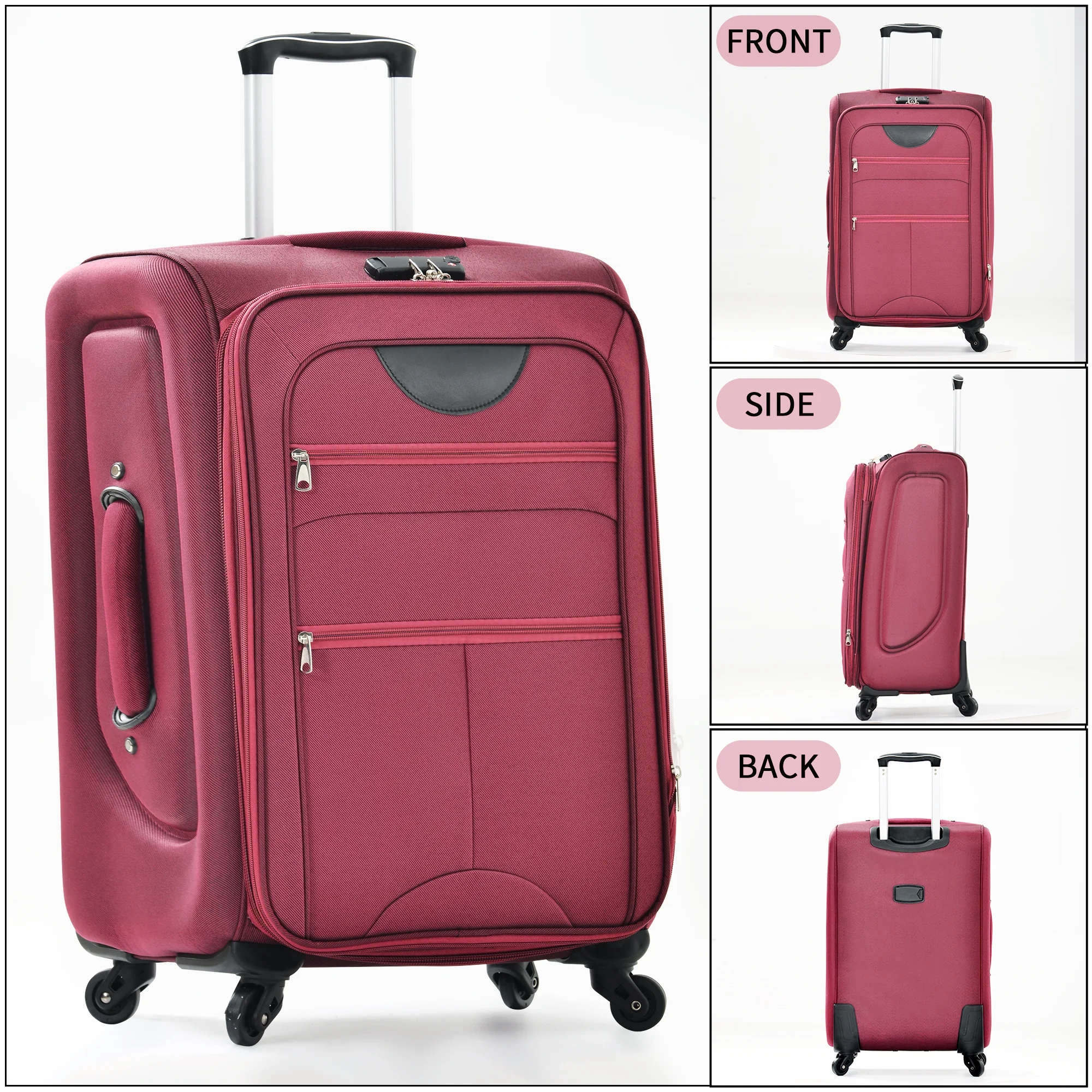 EUROCO 3 Piece Softside Luggage Set,Expandable Suitcase Set with TSA Lock and Spinner Wheels,Lightweight Suitcase for Men Women(20