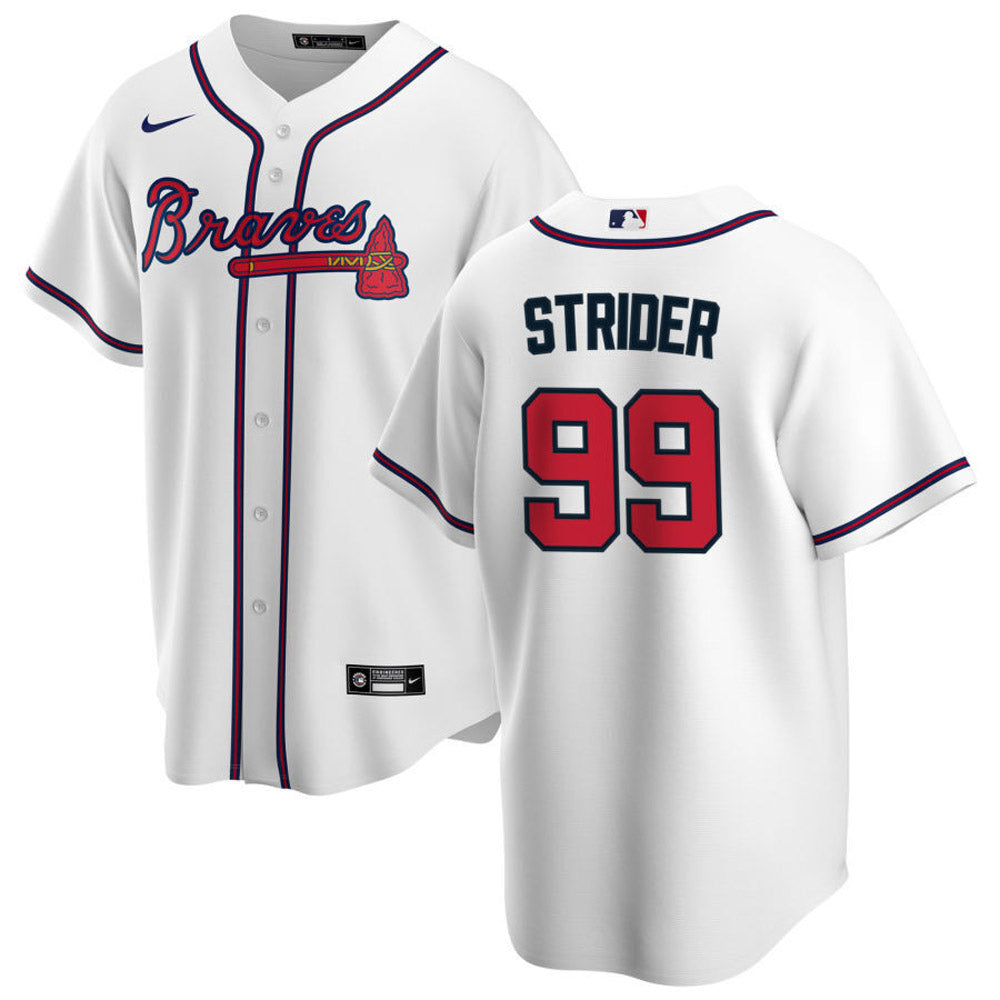 Men's Atlanta Braves Spencer Strider Cool Base Replica Home Jersey - White