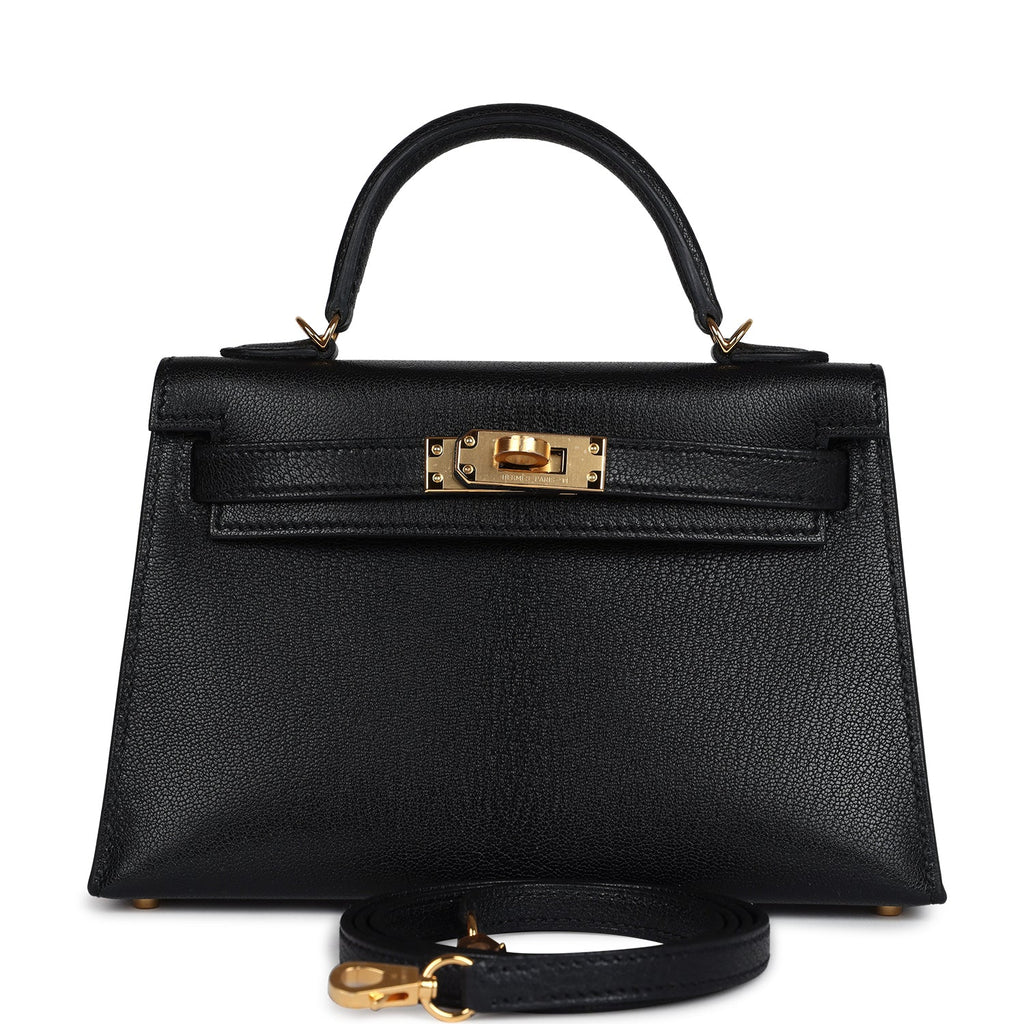 Kelly Sellier 20 Black Chevre Mysore Gold Hardware