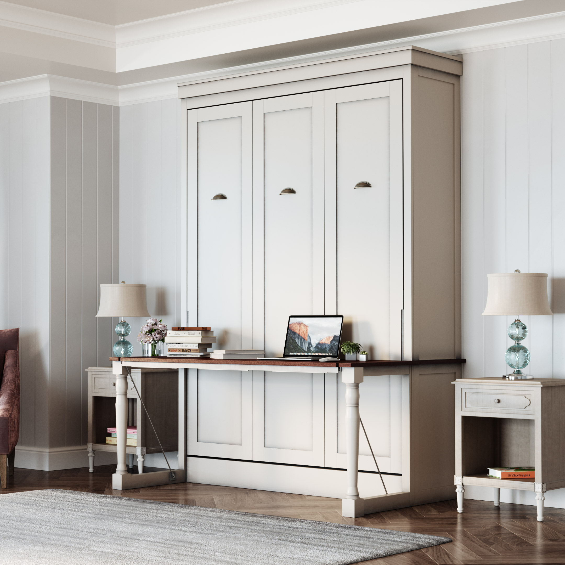 Perth Queen Portrait Wall Bed with Desk