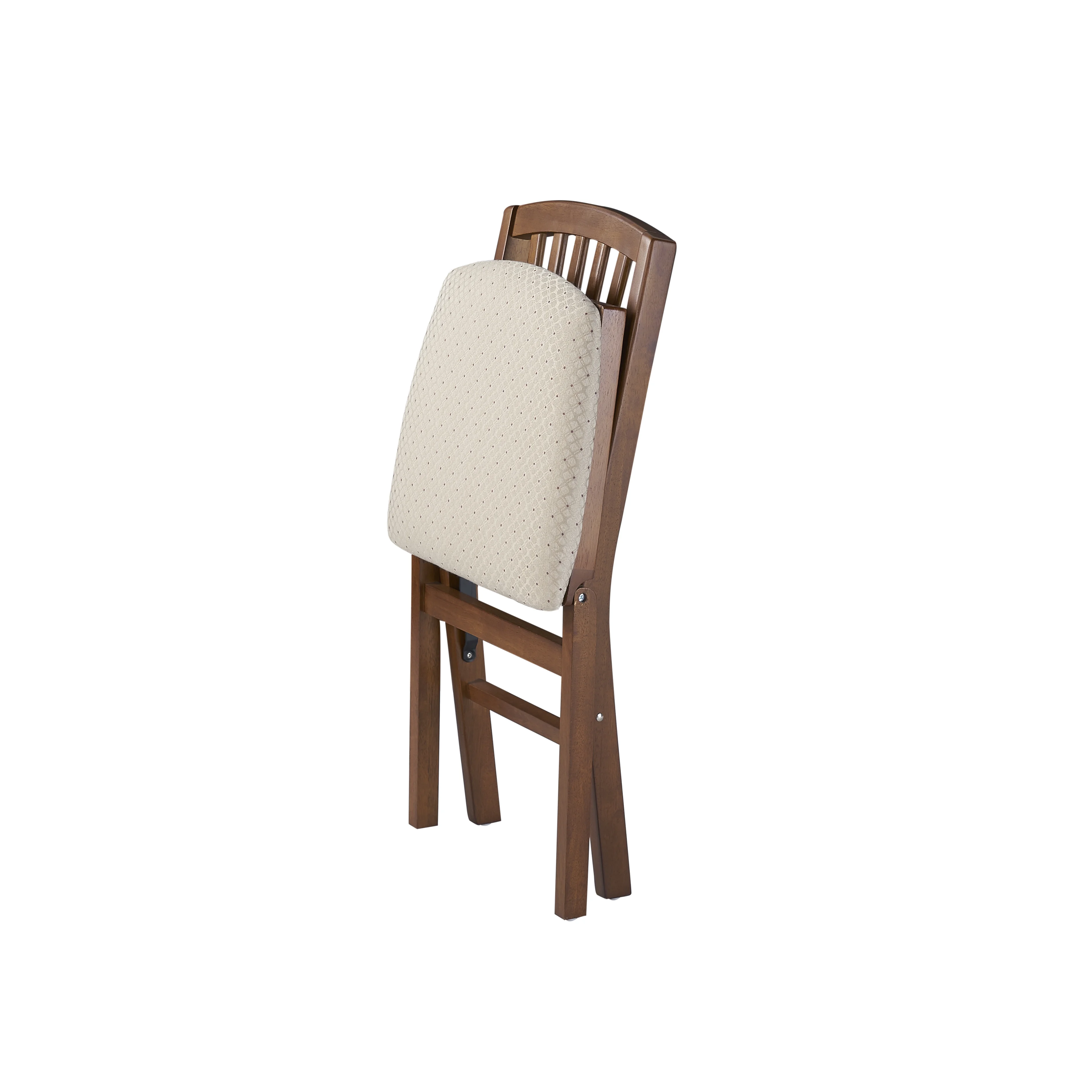 Mission Fusion Folding Chair (Set of 2)- Blush Fabric and Fruitwood