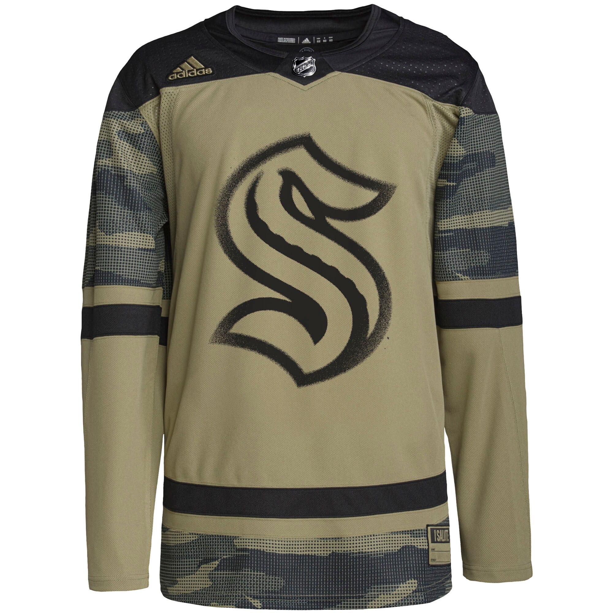 Seattle Kraken  Military Appreciation Team  Custom Practice Jersey – Camo
