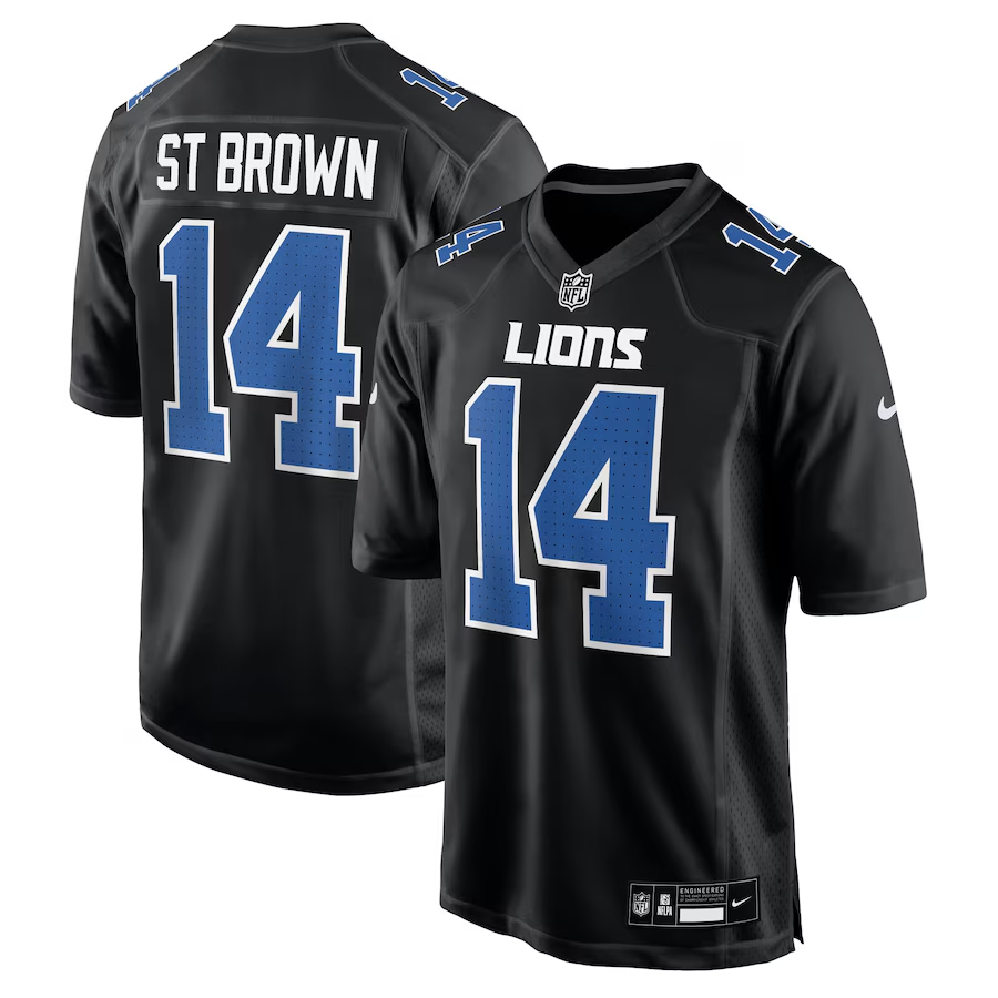 Detroit Lions Amon-Ra St. Brown Carbon Black Carbon Fashion Jersey