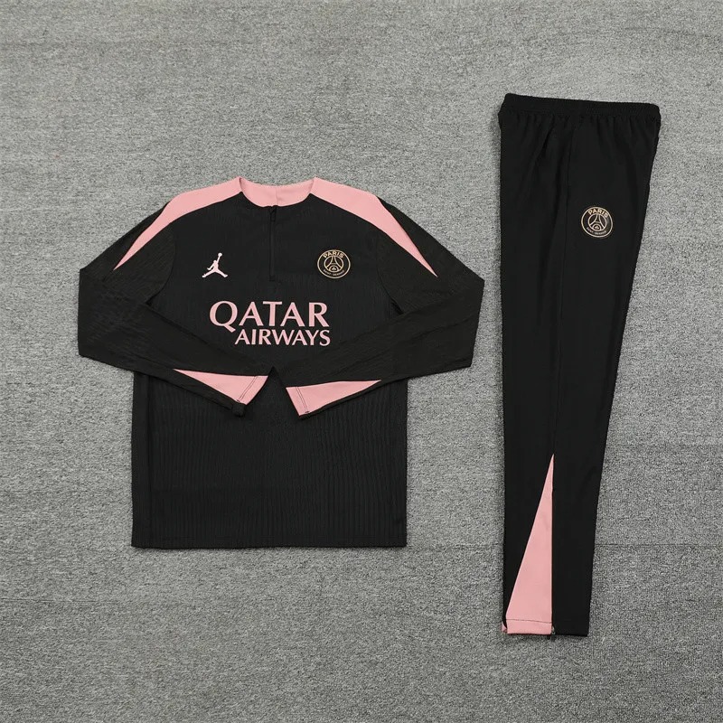 2024/2025 Psg Paris Saint-Germain Half-Pull Training Suit Black-Pink Jersey 1:1 Thai Quality