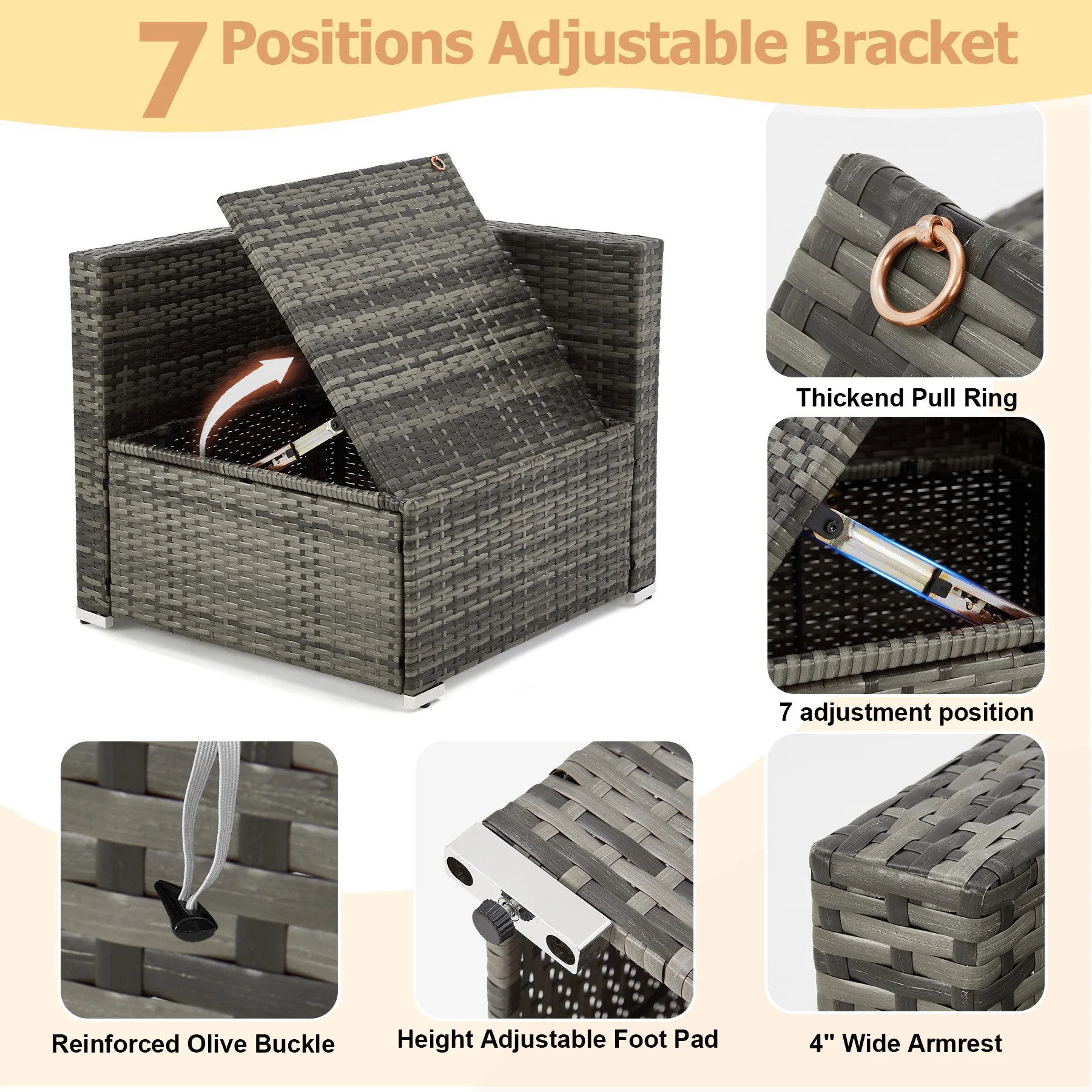 HOMREST 7 Pieces Outdoor Patio Furniture Set with 44