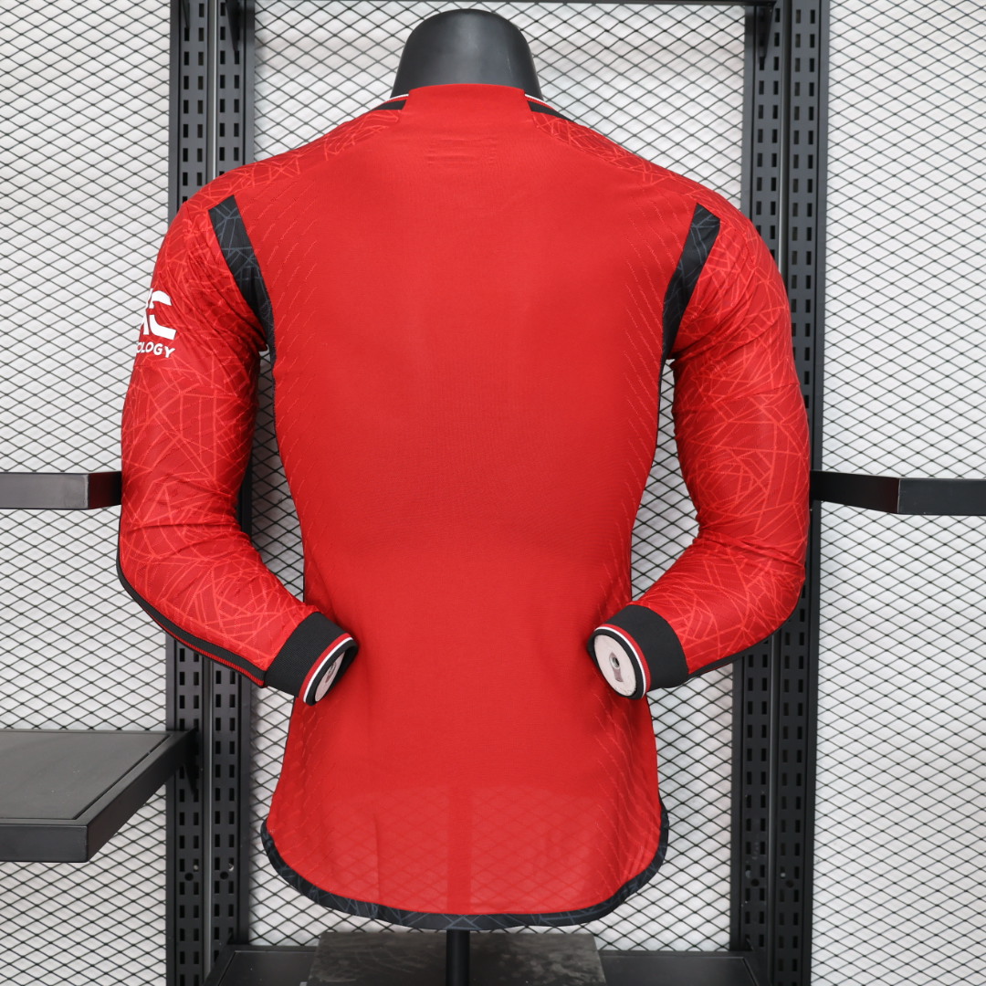 2023/24 Manchester United Home Long Sleeve Shirt - Player Version