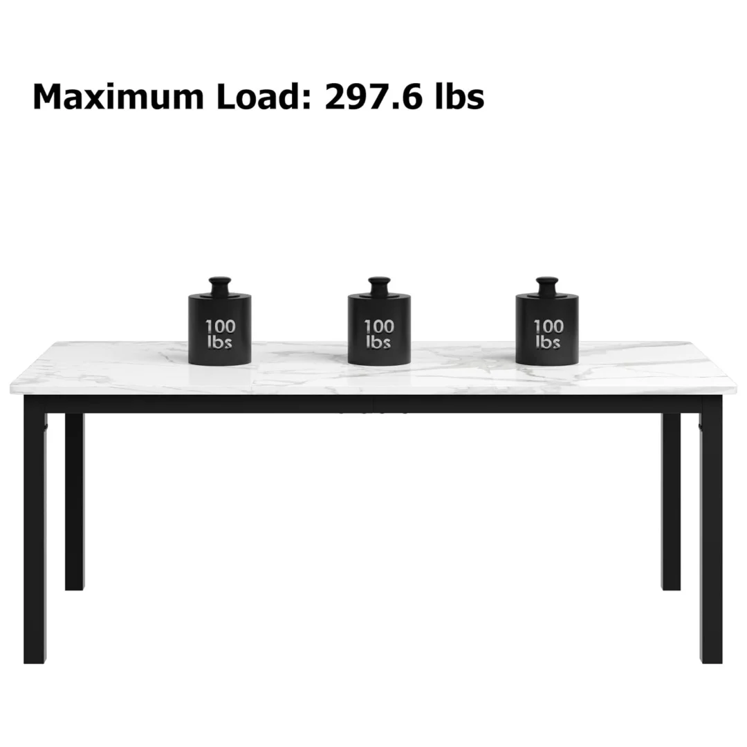 71 Inch Industrial Dining Table, Large Rectangle Kitchen Table with Metal Legs, Round Corners, Wooden Conference Tables Writing Desk for Dining Room, Living Room