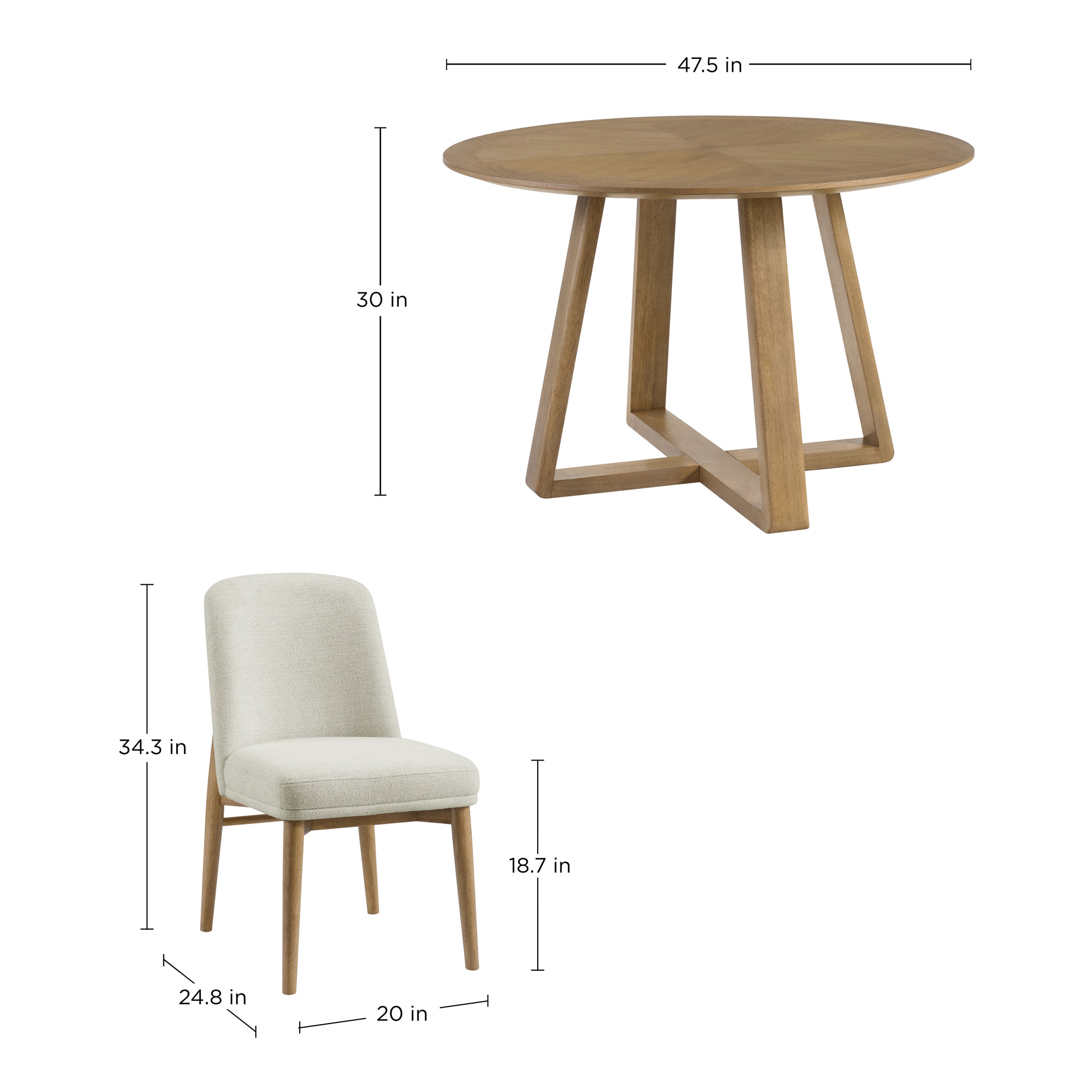 Florence 48” Round Dining Table and 4 Chairs