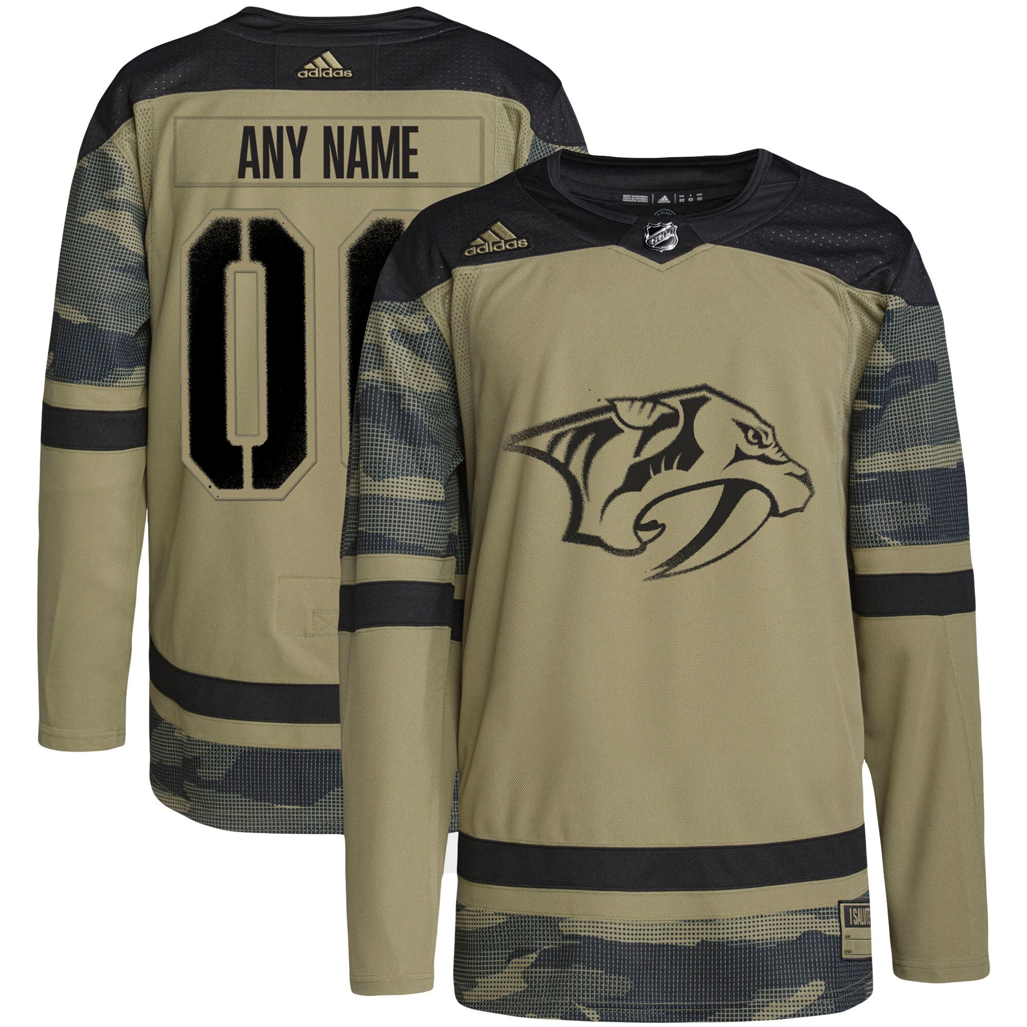 Nashville Predators  Military Appreciation Team  Custom Practice Jersey – Camo