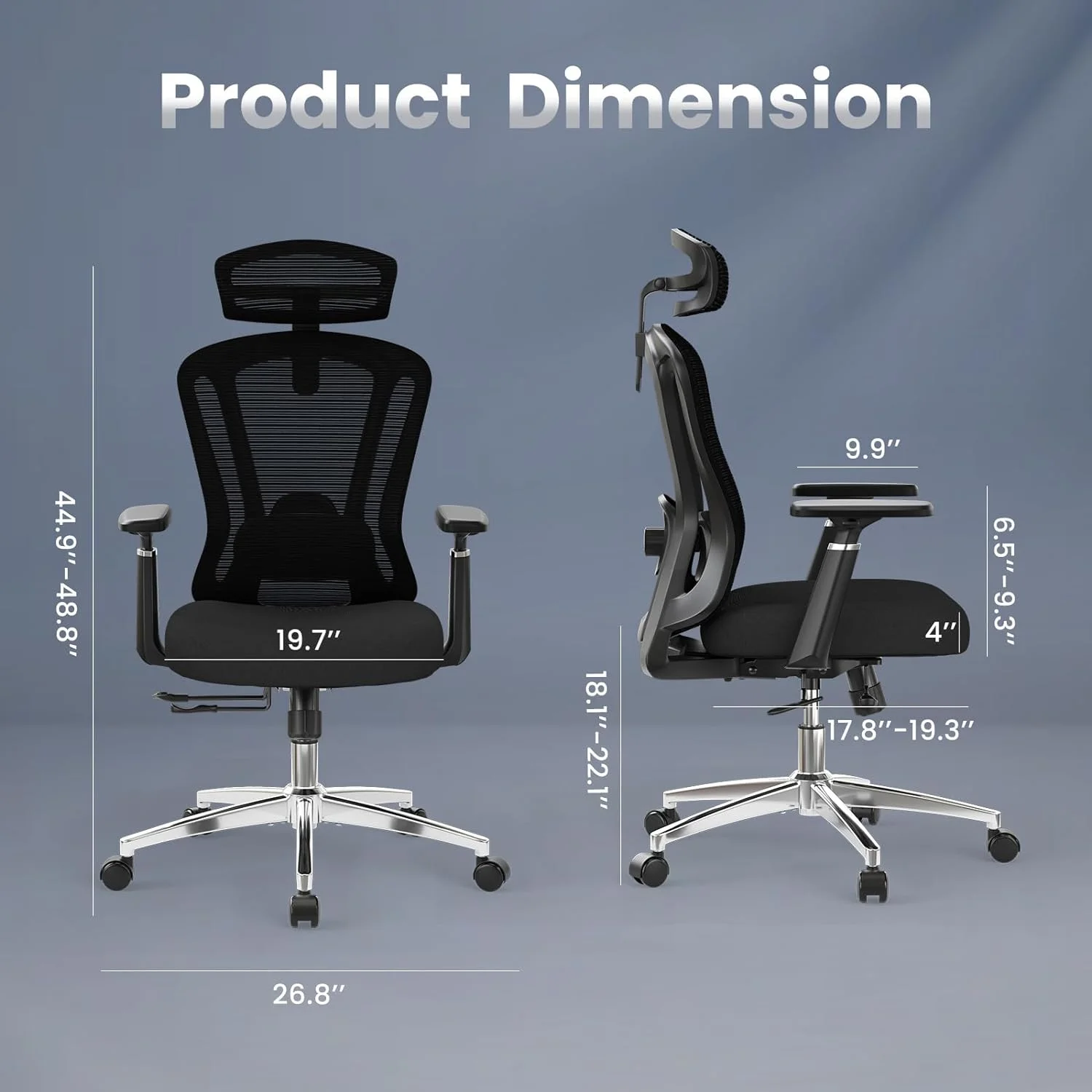 STARY Ergonomic Office Chair with Footrest, High Back Mesh Desk Chair with Adjustable Headrest & Lumbar Support, Comfortable Computer Chair for Home Office Study, White & Beige