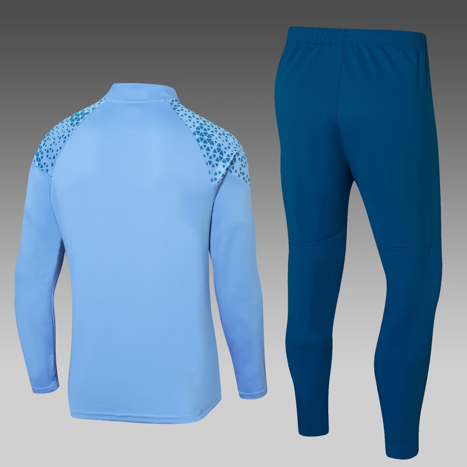 2023/2024 Manchester City Half Pull Training Wear Blue Football Shirt