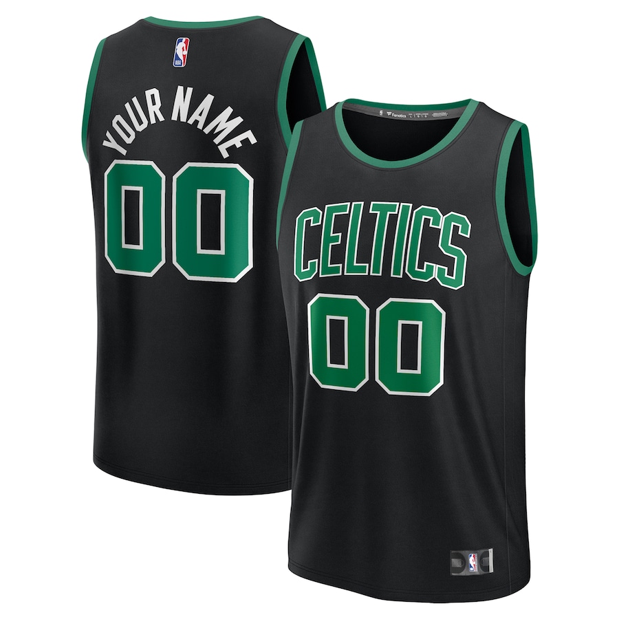 Youth Boston Celtics Fanatics Black Custom Fast Break Jersey - Statement Edition