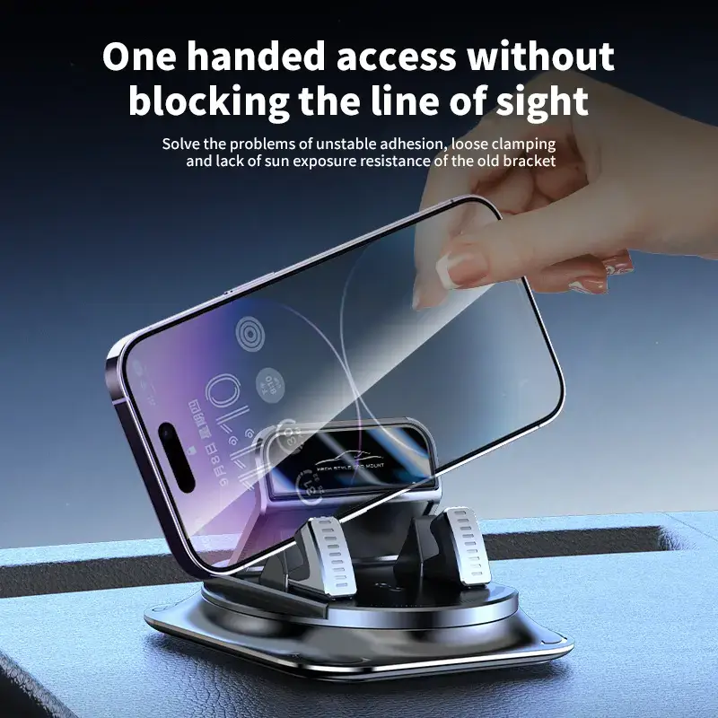 [FathersDayGift]Car phone holder 360 degree rotation, suitablefor car navigation in-car dashboard, horizontaland vertica screen adjustment angle,suctioncup fixed non-slip mobile phone holdersuitable for iPhone and Android