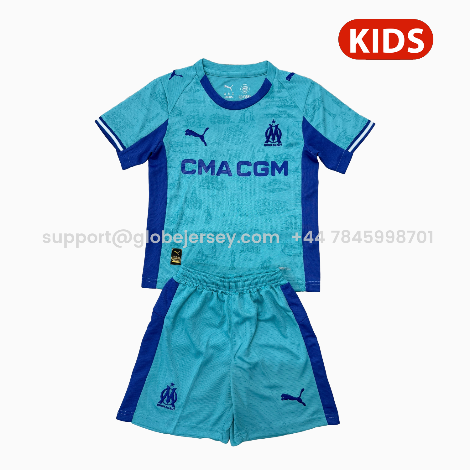 Marseille 25-26 Blue Goalkeeper Kids Kit