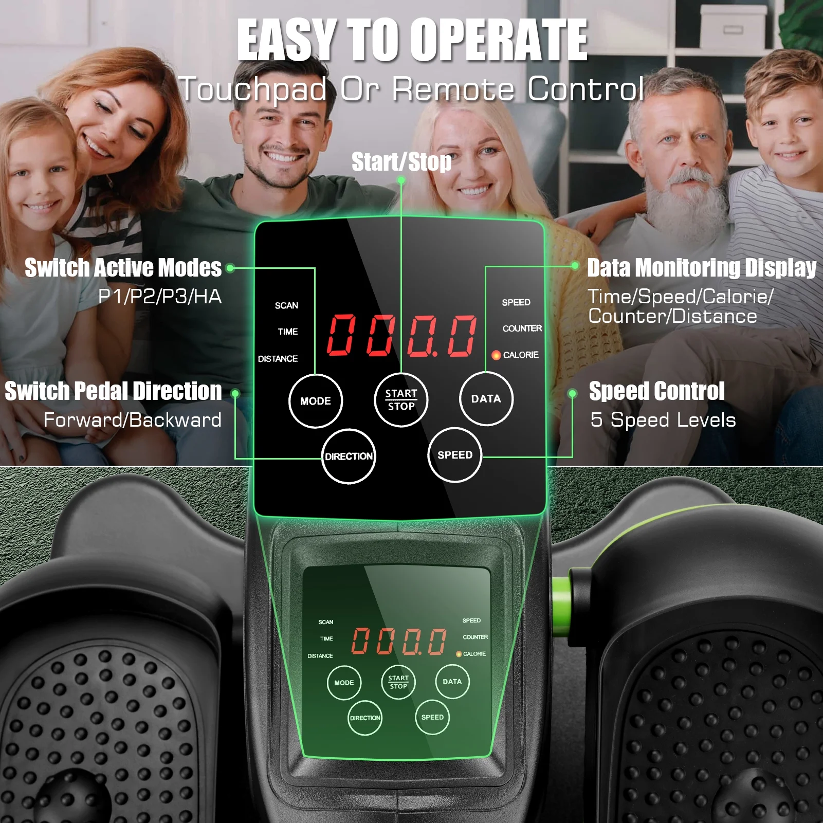 Elliptical Machine, Under Desk Elliptical with Remote Control, Quiet Home Ellipse Exerciser for Seniors