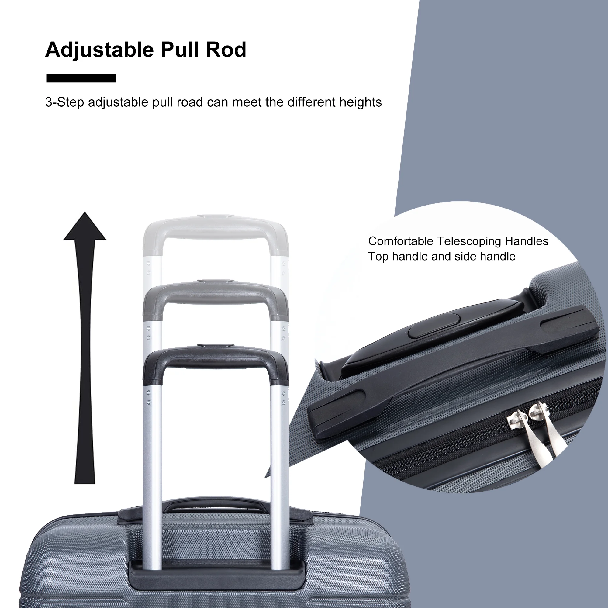 PAPROOS Hardside Luggage Set, 3 Piece 21in 25in 29in Carry on Suitcases Set with 2 Hooks and TSA Lock, Modern Lightweight Luggage Set, Hardshell Expandable Suitcase Set for Family Travel, Black
