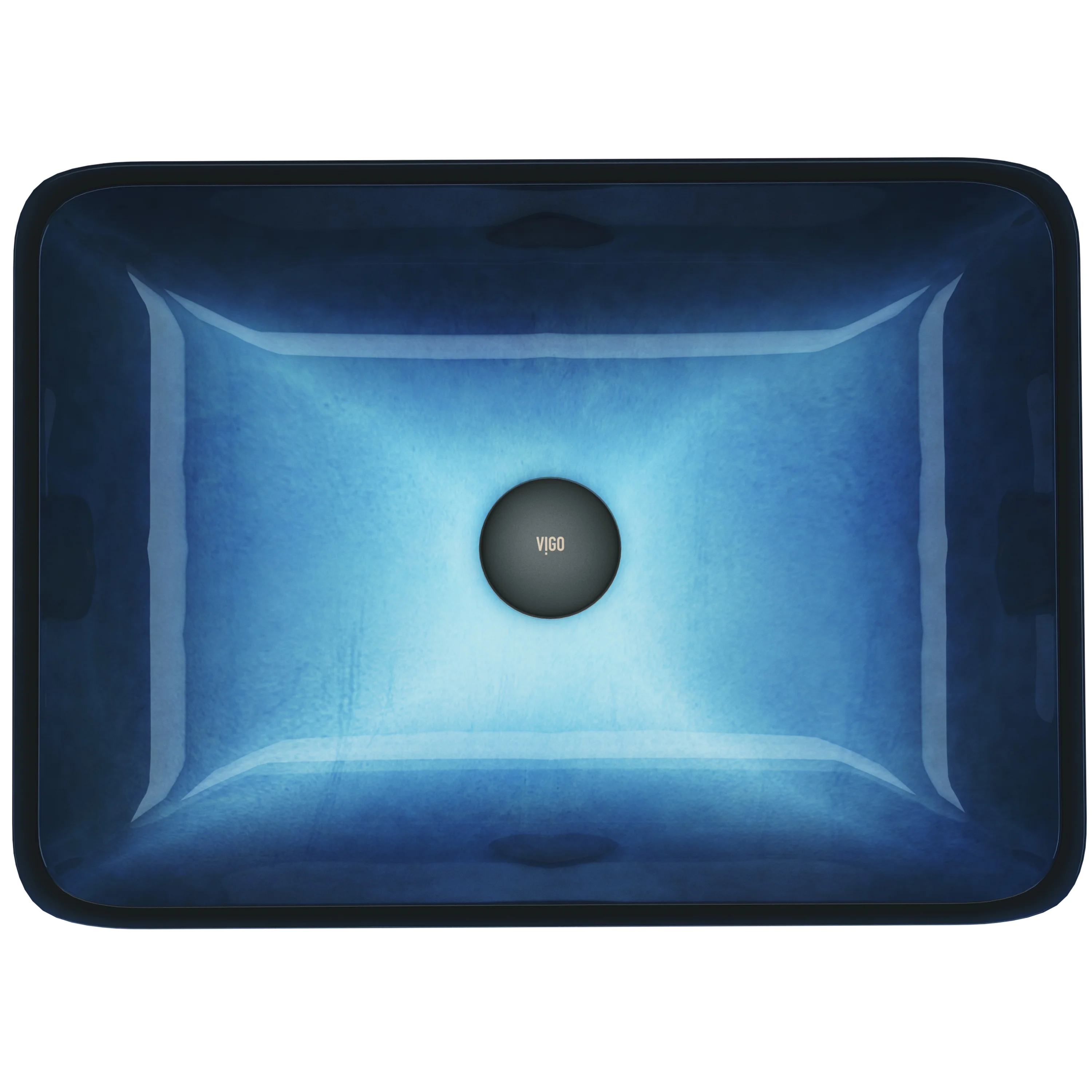 VIGO Donatello Turquoise Blue Glass 18 in. L x 13 in. W x 4 in. H Rectangular Vessel Bathroom Sink