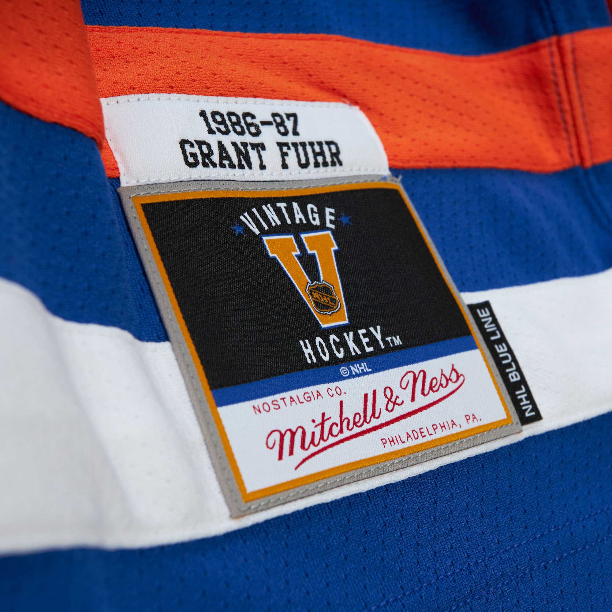 Grant Fuhr Edmonton Oilers Mitchell & Ness  1986/87 Blue Line   Jersey – Royal