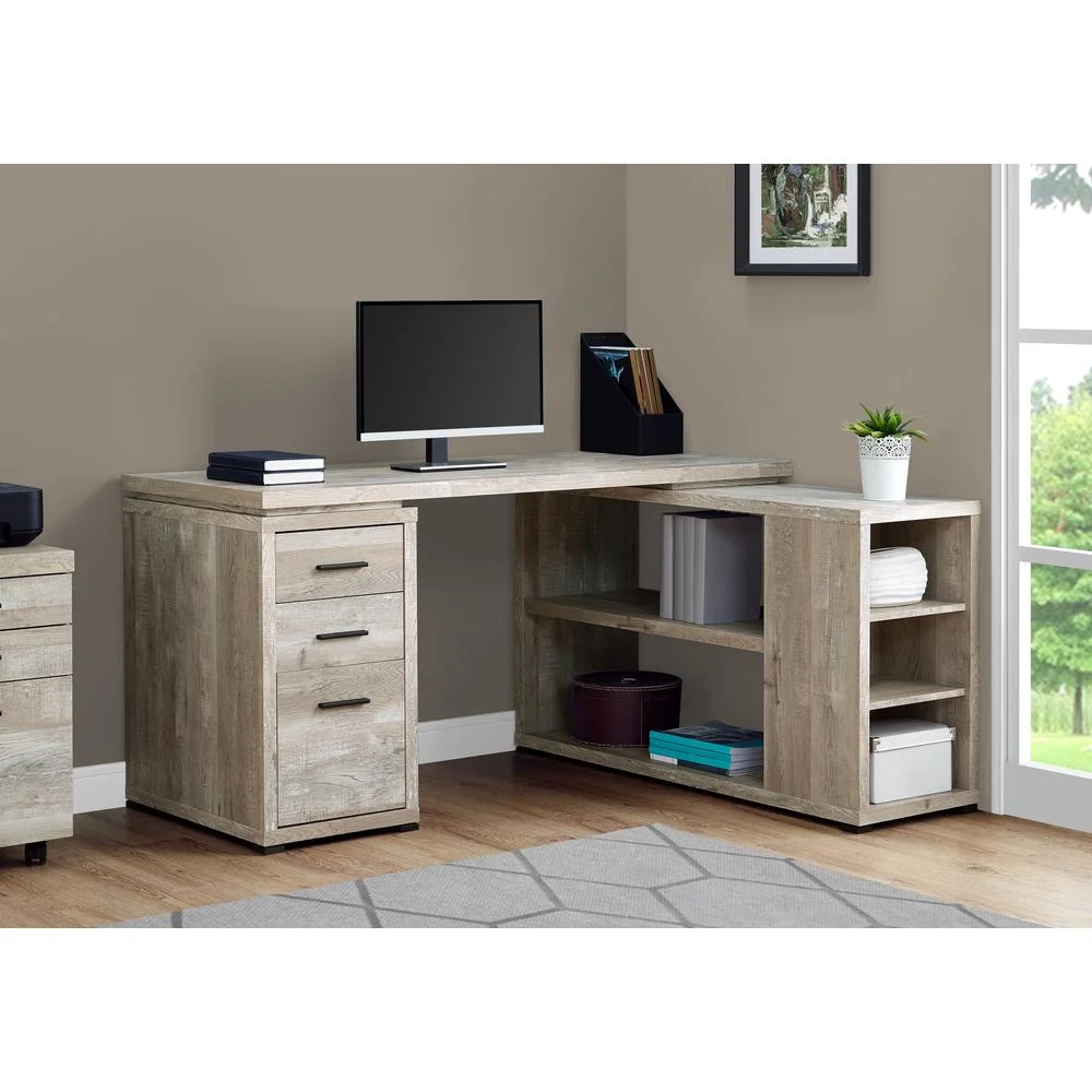 Monarch Specialties Computer Desk, L-Shaped, Corner, 3 Drawers 2 Open Shelves 3 Cubbies, 60