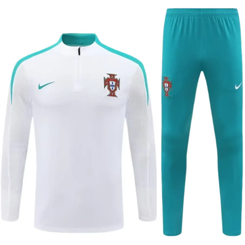 2024/25 Portugal White Half Zip Training Jersey - Fans Edition
