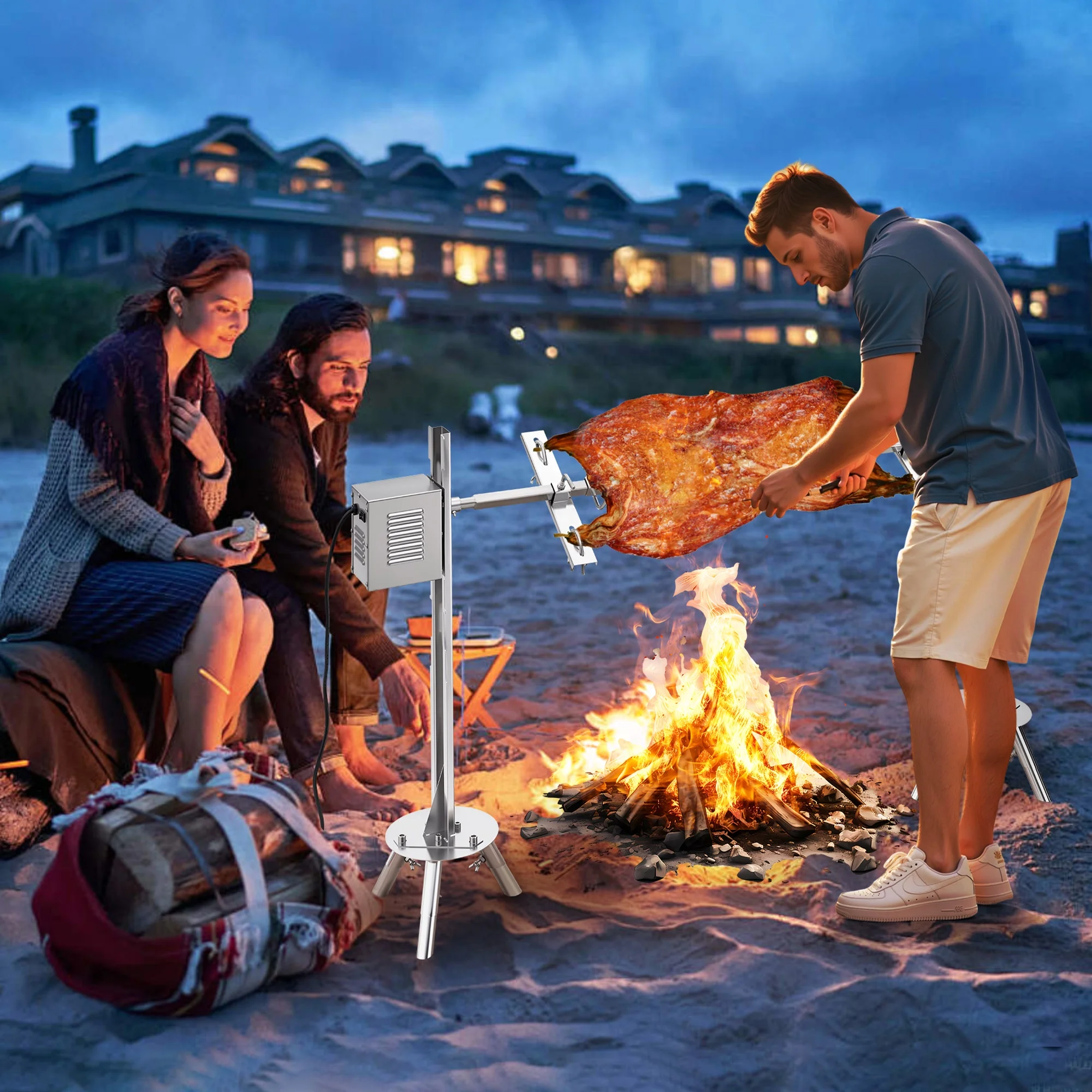 LUXOAK Electric BBQ Rotisserie Grill Kit, 46