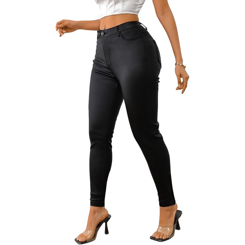 Women Faux Leather High Waist Sexy Leggings Stretchy Skinny Pants
