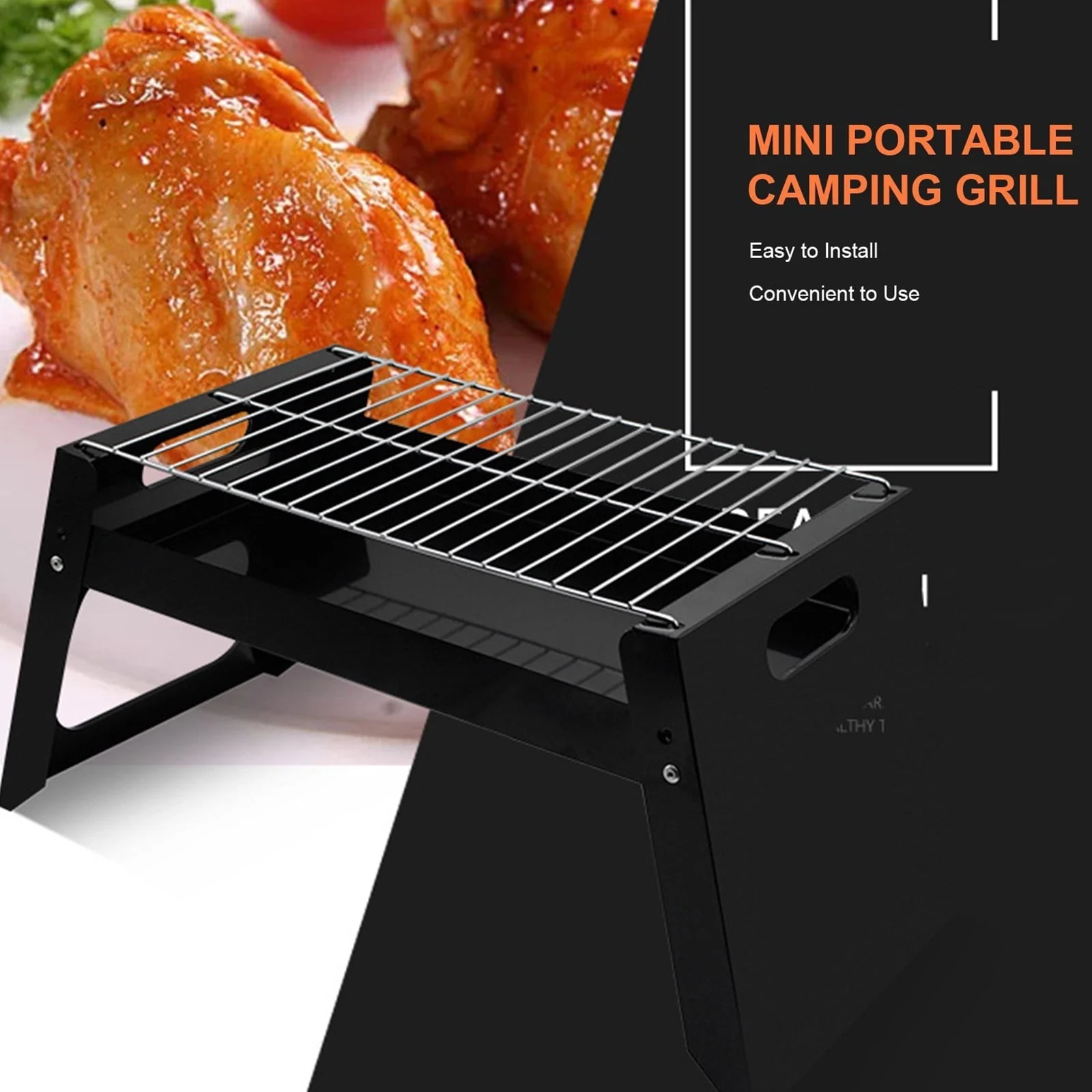 Fridja Folding Portable Barbecue Charcoal Grill, Barbecue Desk Tabletop Outdoor Stainless Steel Smoker BBQ for Camping Picnics Beach