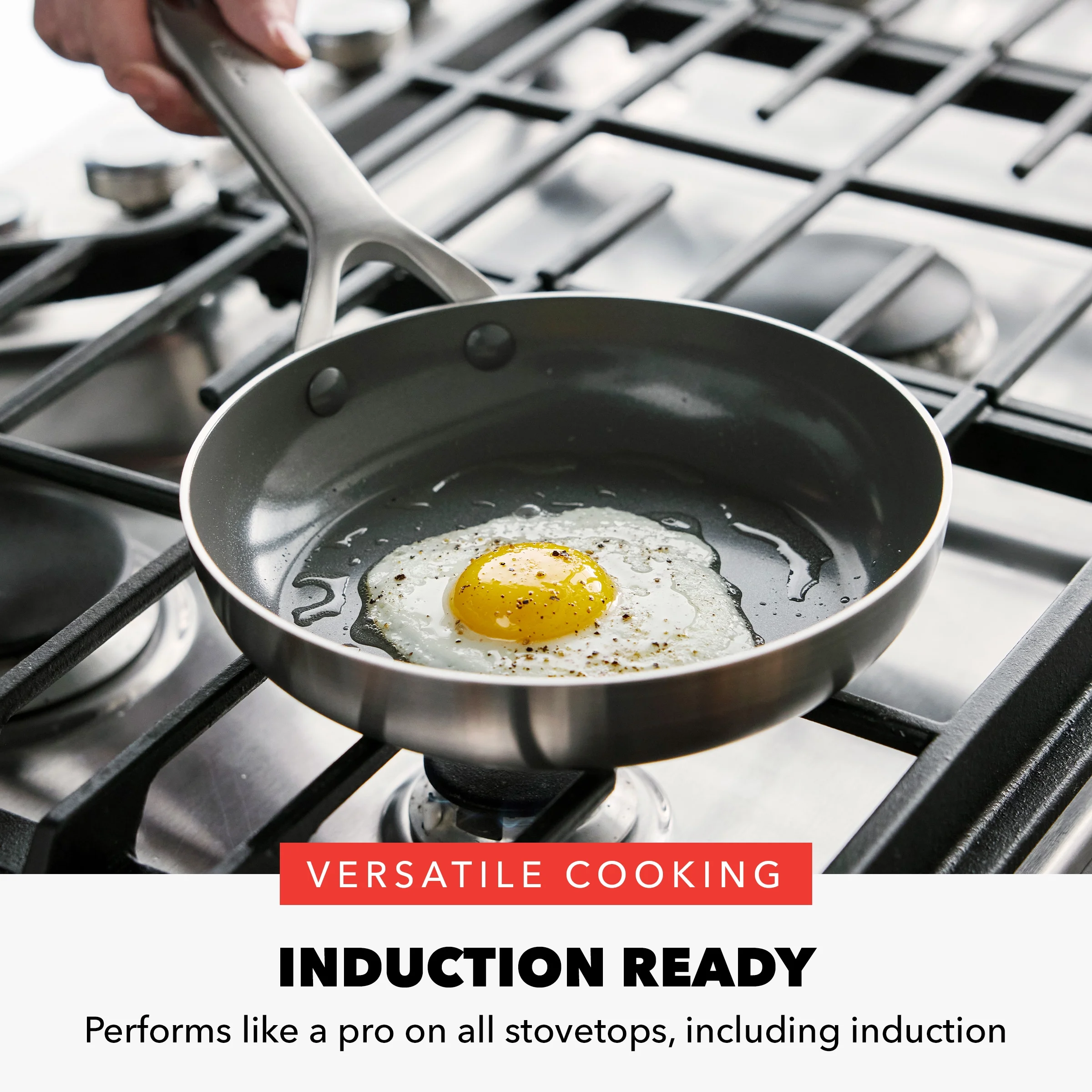 GreenPan Bobby Flay 10-Piece Stainless Steel Cookware Set, Ceramic Nonstick Fry Pans, Dishwasher Safe