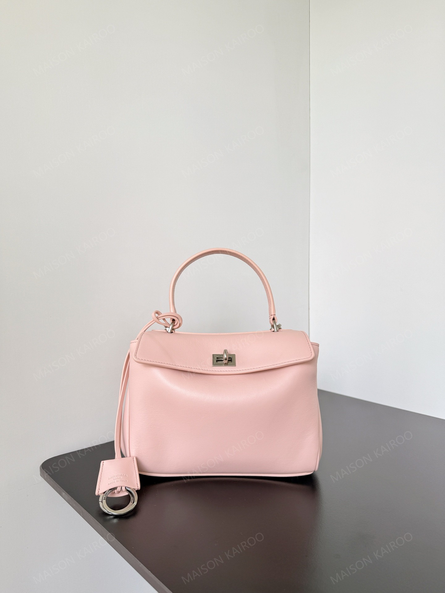 [10A] Balenciaga Rodeo Pink Slouchy Smooth Leather Silver Turn Lock Kelly Tote Top Handle Bag
