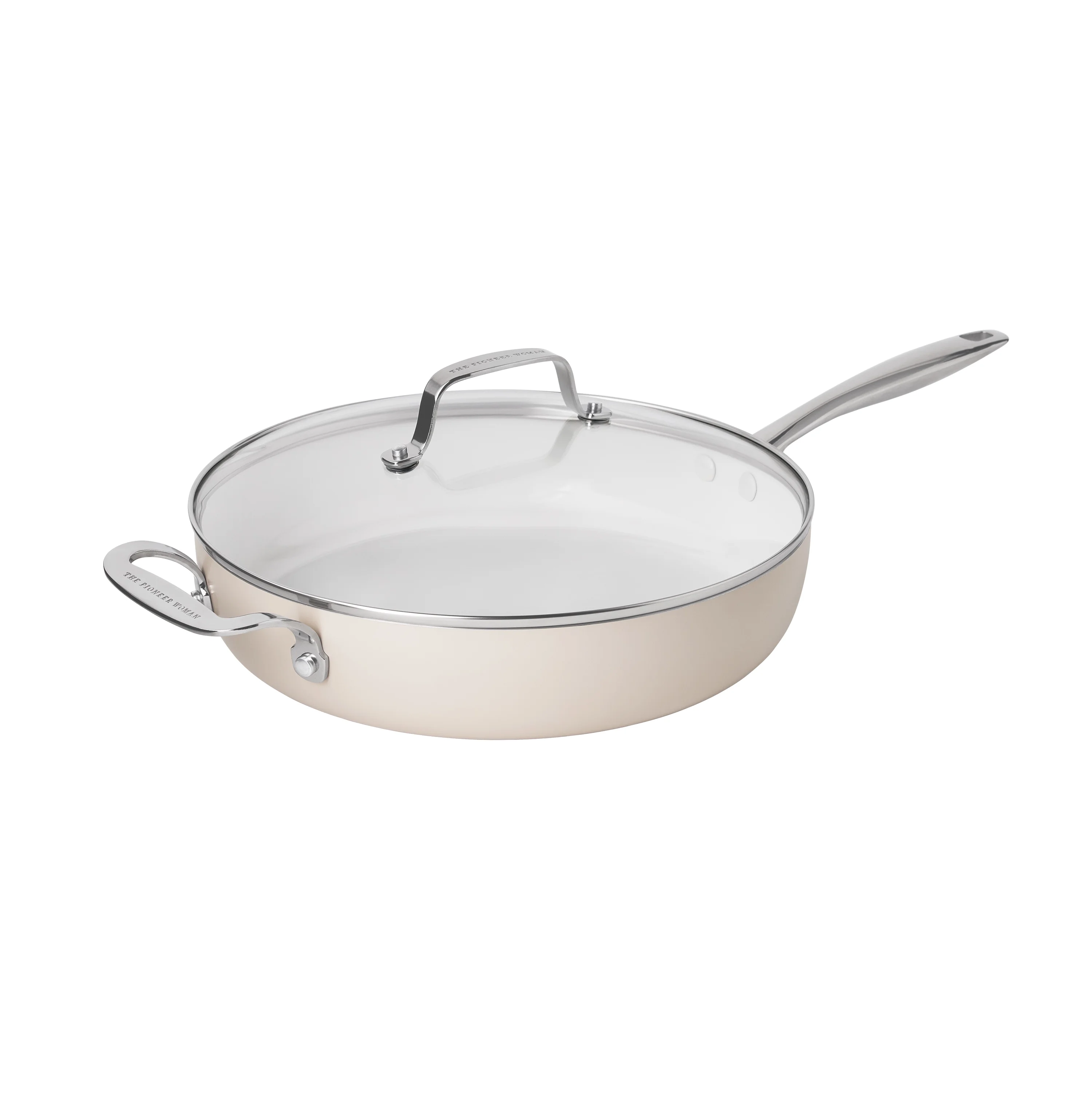 The Pioneer Woman Harlow 15-Piece Cookware Set, Ceramic Non-Stick Pots and Pans Set, Taupe