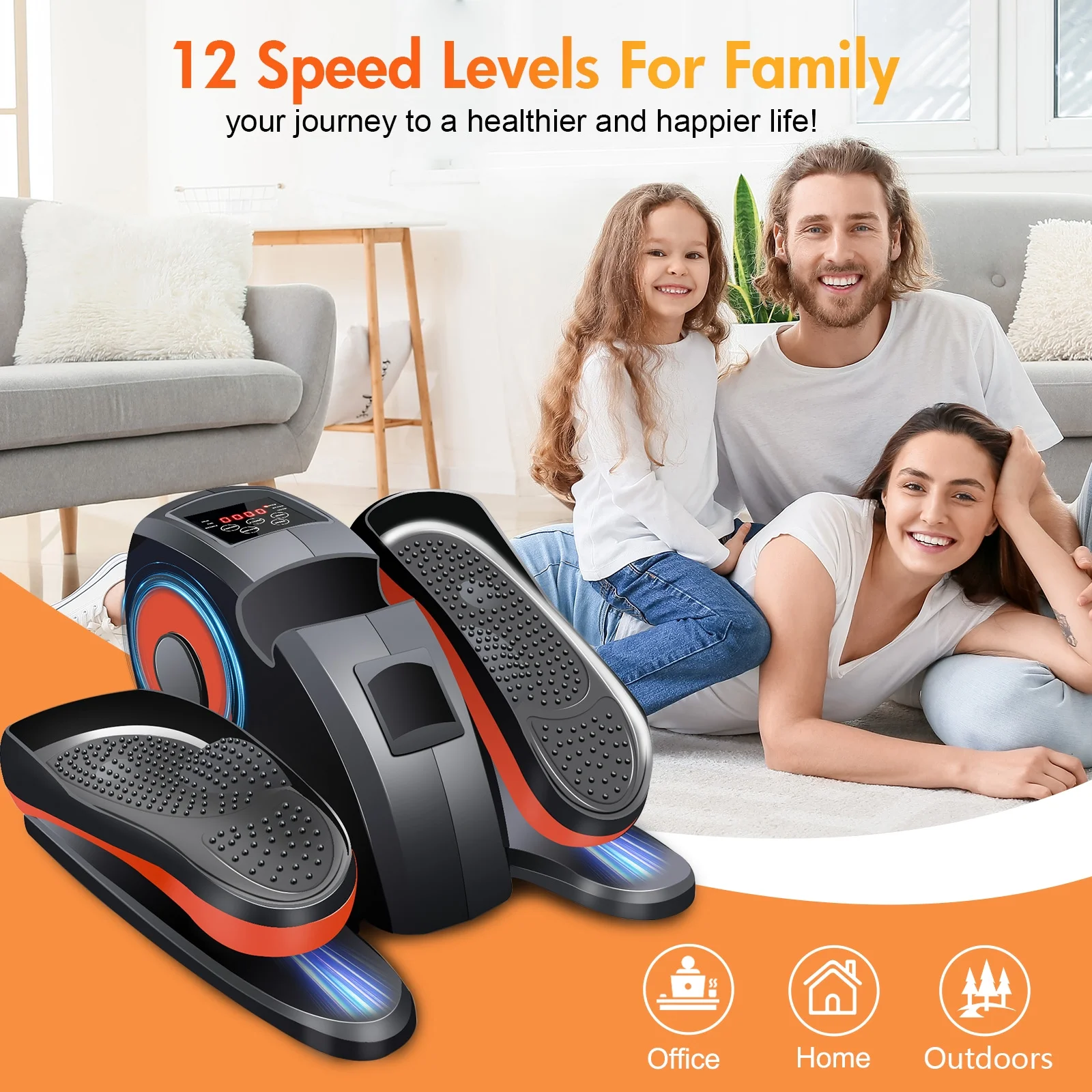 Baokaler Under Desk Elliptical Exercise Machine, Electric Elipsefit Leg Exerciser while Sitting for Seniors,12 Adjustable Speeds with Remote Control