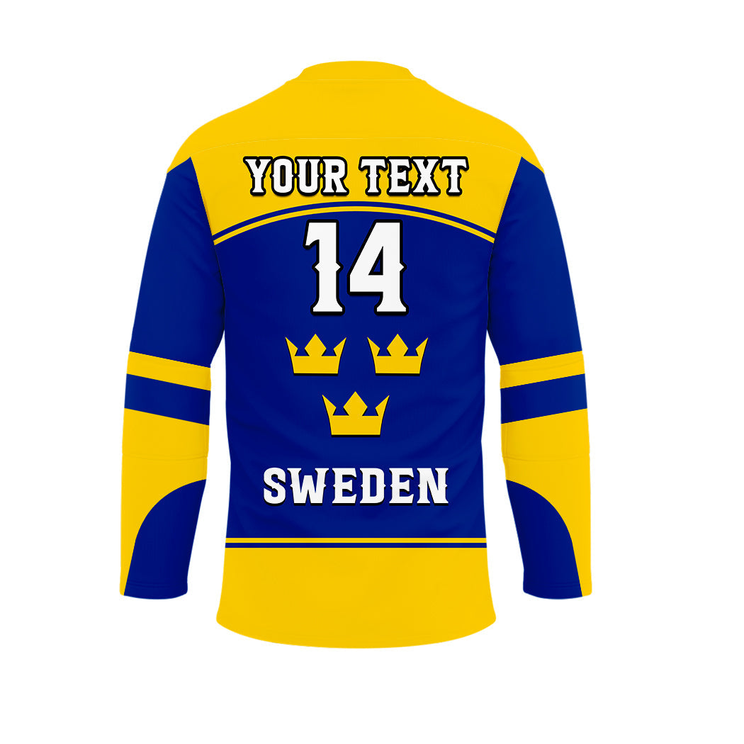 (Custom Text And Number) Sweden Hockey 2023 Sporty Style Hockey Jersey LT14