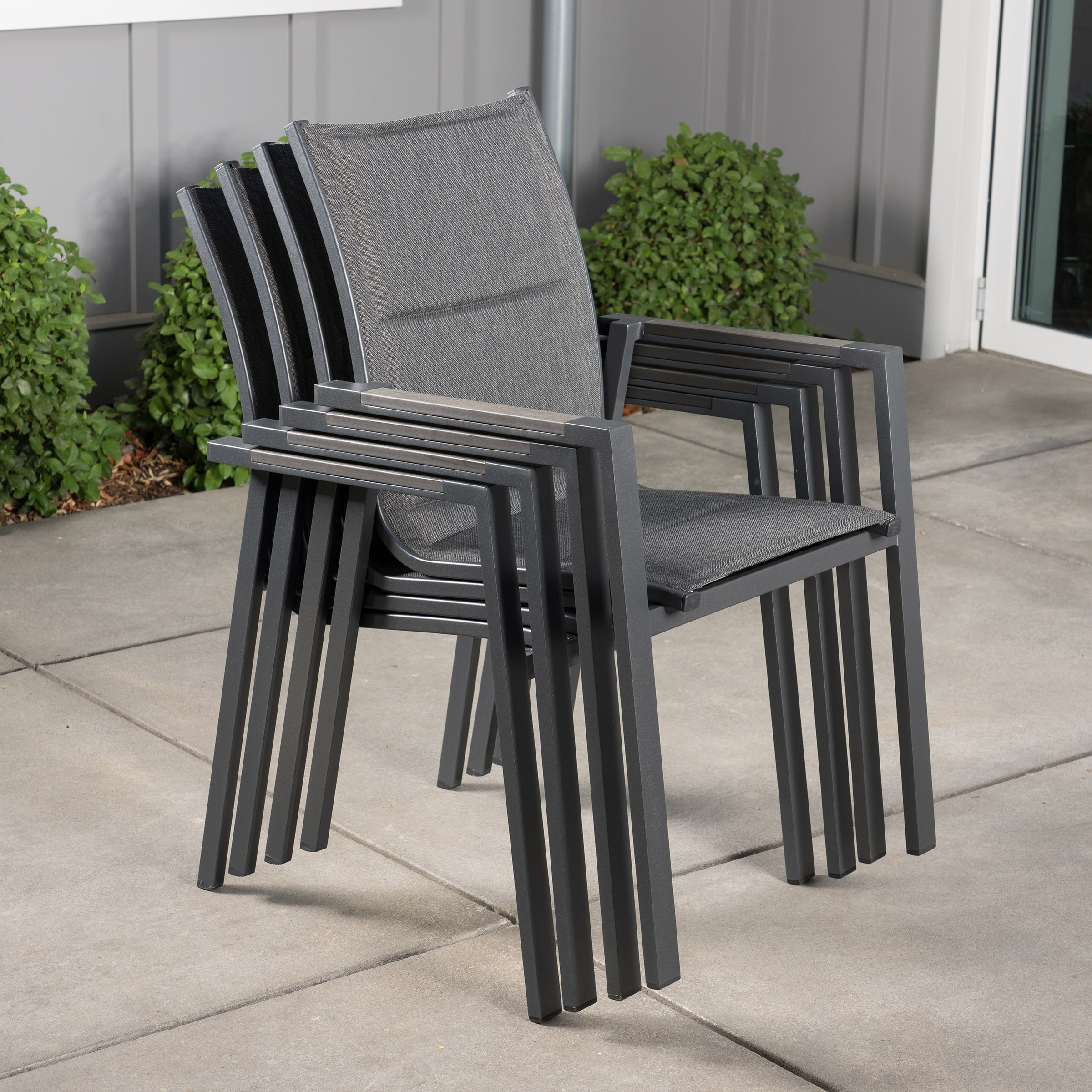 SunVilla Dark Forest 9-piece Expanding Outdoor Dining Set with Stacking Chairs