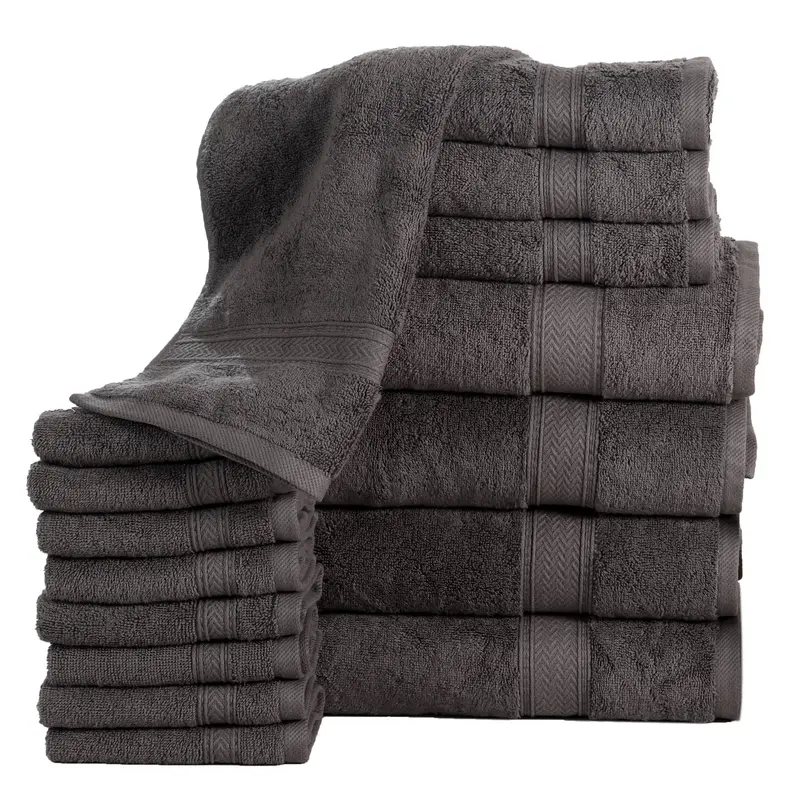 16PC Bath Towel Set (4 Bath. 4 Hand and 8 Wash) - Grey. Addy Home Best Value