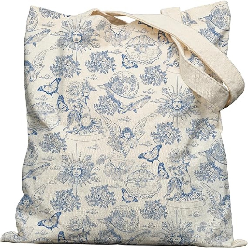 CANVORY Canvas Tote Bag with Aesthetic Prints