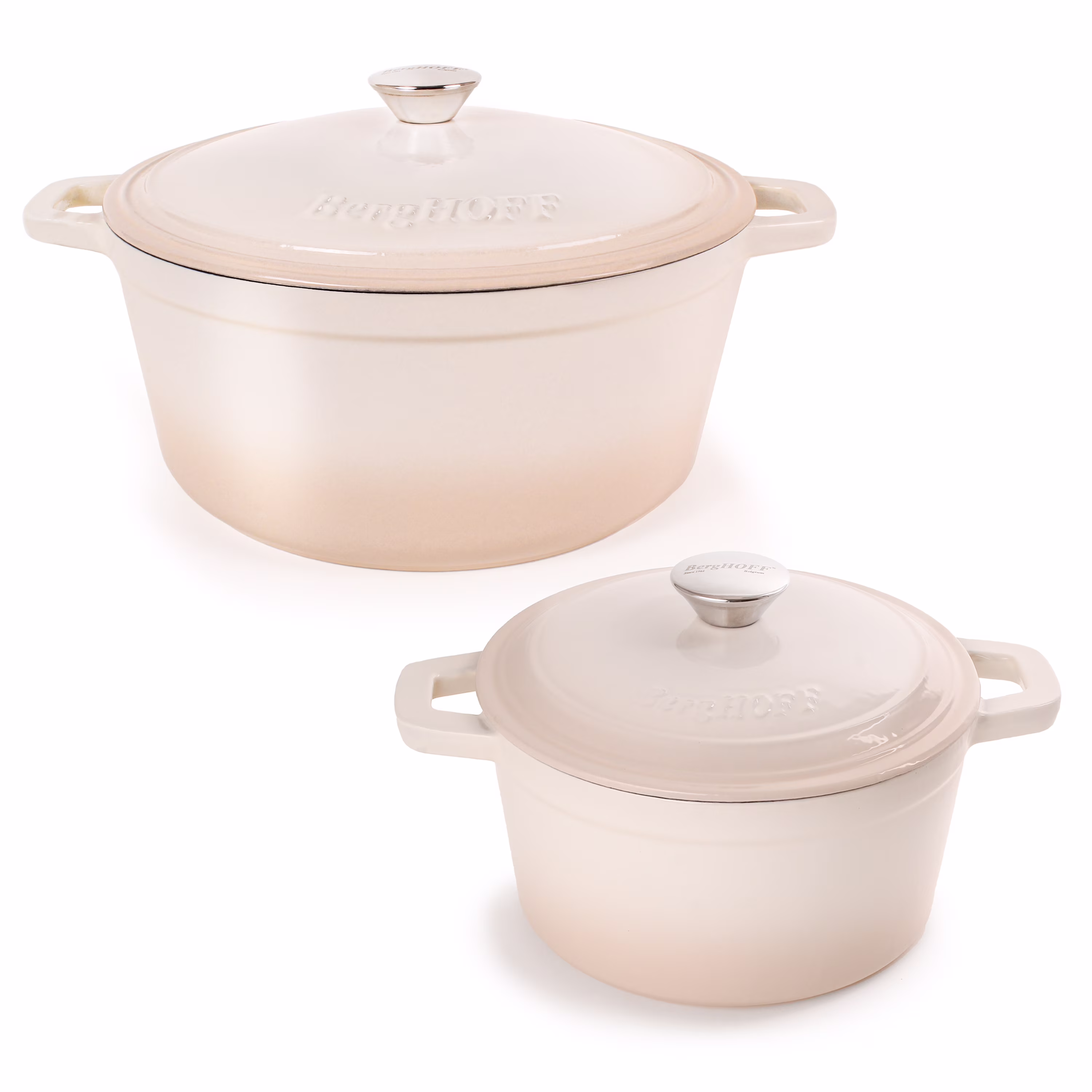 BergHOFF Neo 4Pc Cast Iron Set: 3qt. Covered Dutch Oven & 7qt. Covered Stockpot, Blue