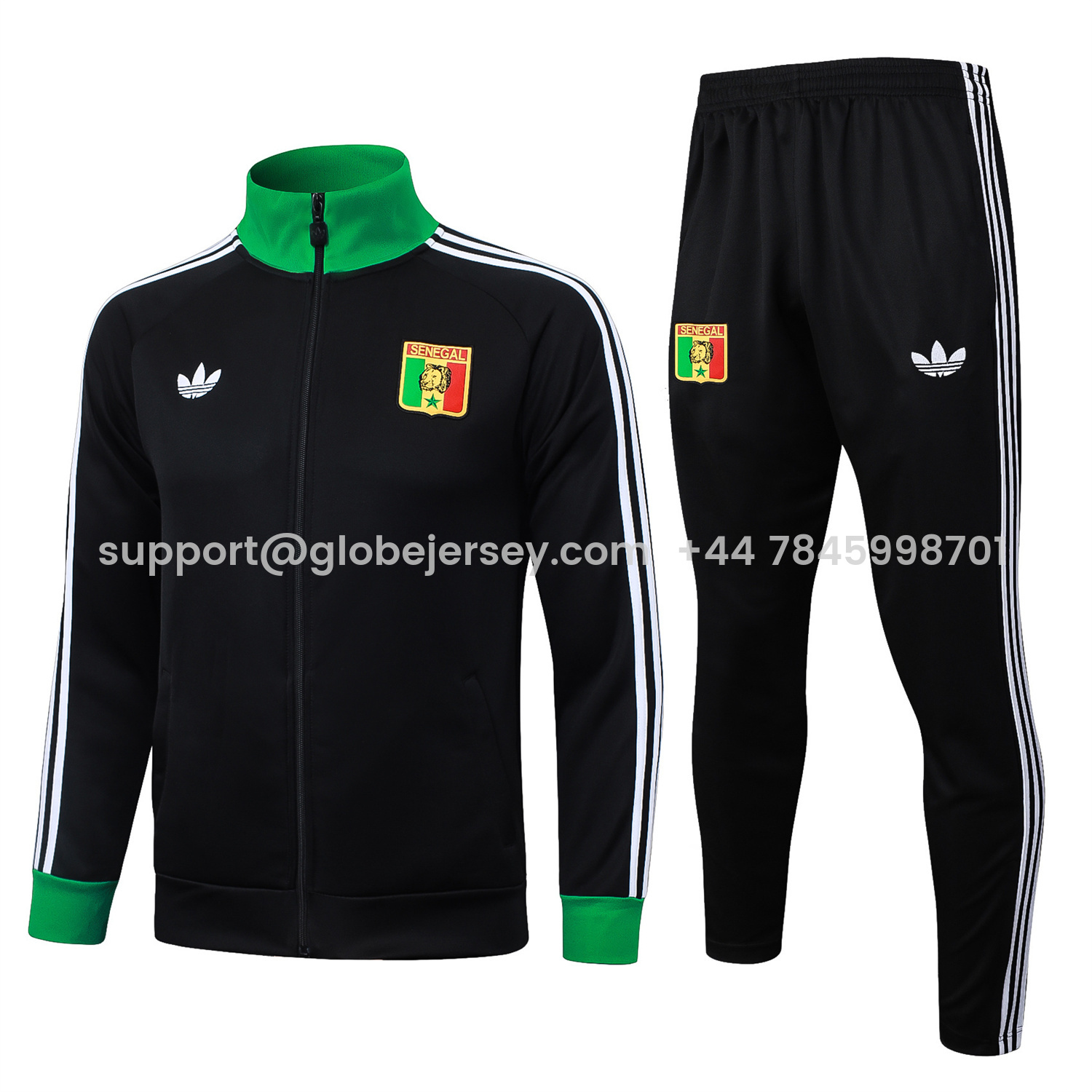 Senegal 2026 Jacket Training Tracksuit - Black With Green Jackets & Pants