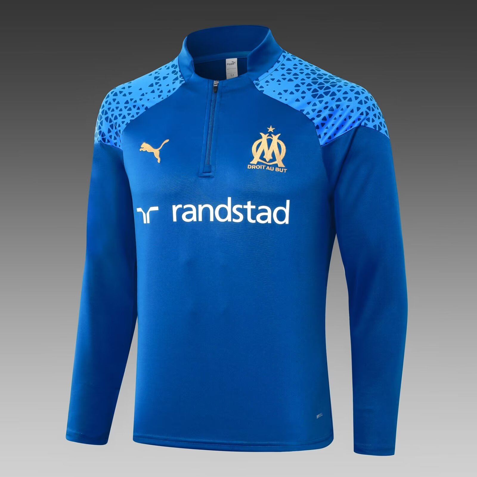 2023/2024 Olympique de Marseille Half-Pull Training Suit Blue Football Jersey Set