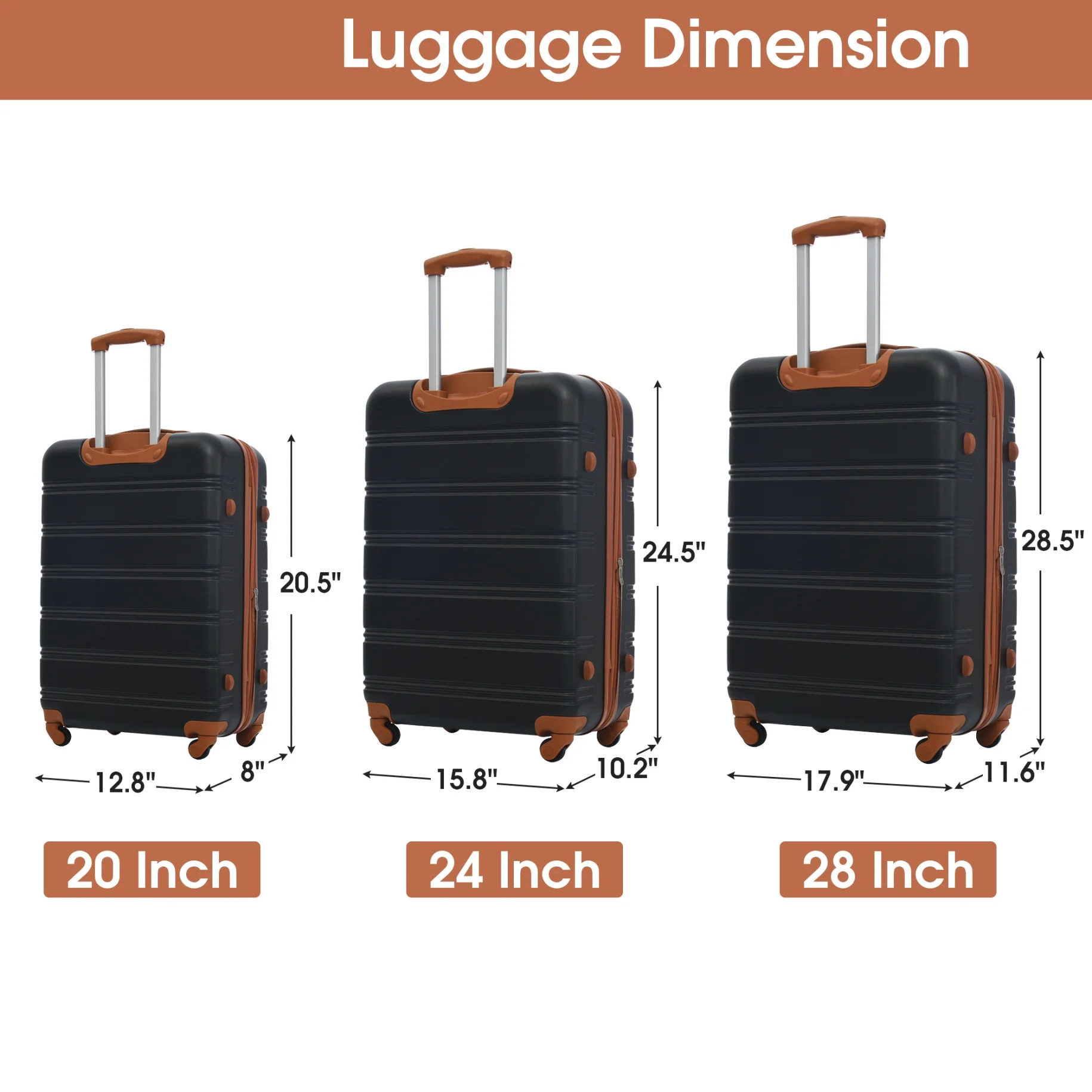 Luggage Sets 3 Piece, Hardside Expandable Ultra Durable PC Lightweight Carry On, Travel Suitcase Set with TSA Lock Spinner Wheels, Multicolor Purple
