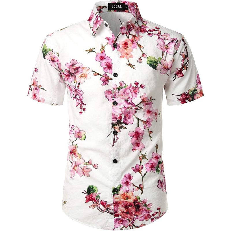 Men's Flower Casual Button Down Short Sleeve Hawaiian Shirt