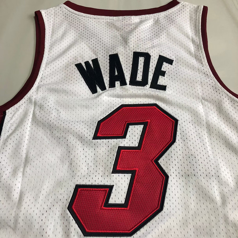 Heat 3# Wade White Embroidered AU Jersey